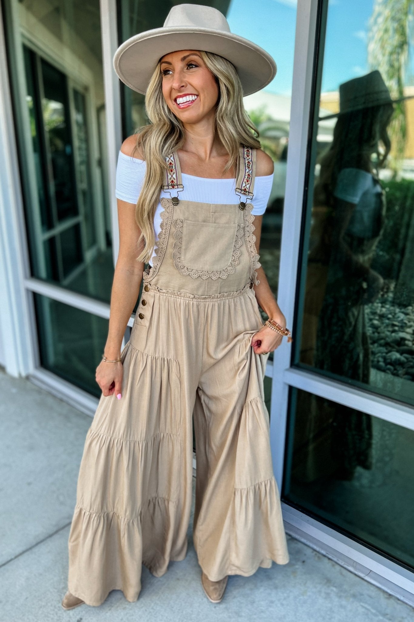 Ultimate Boho Free Spirit Lace Trim Overalls - Coco