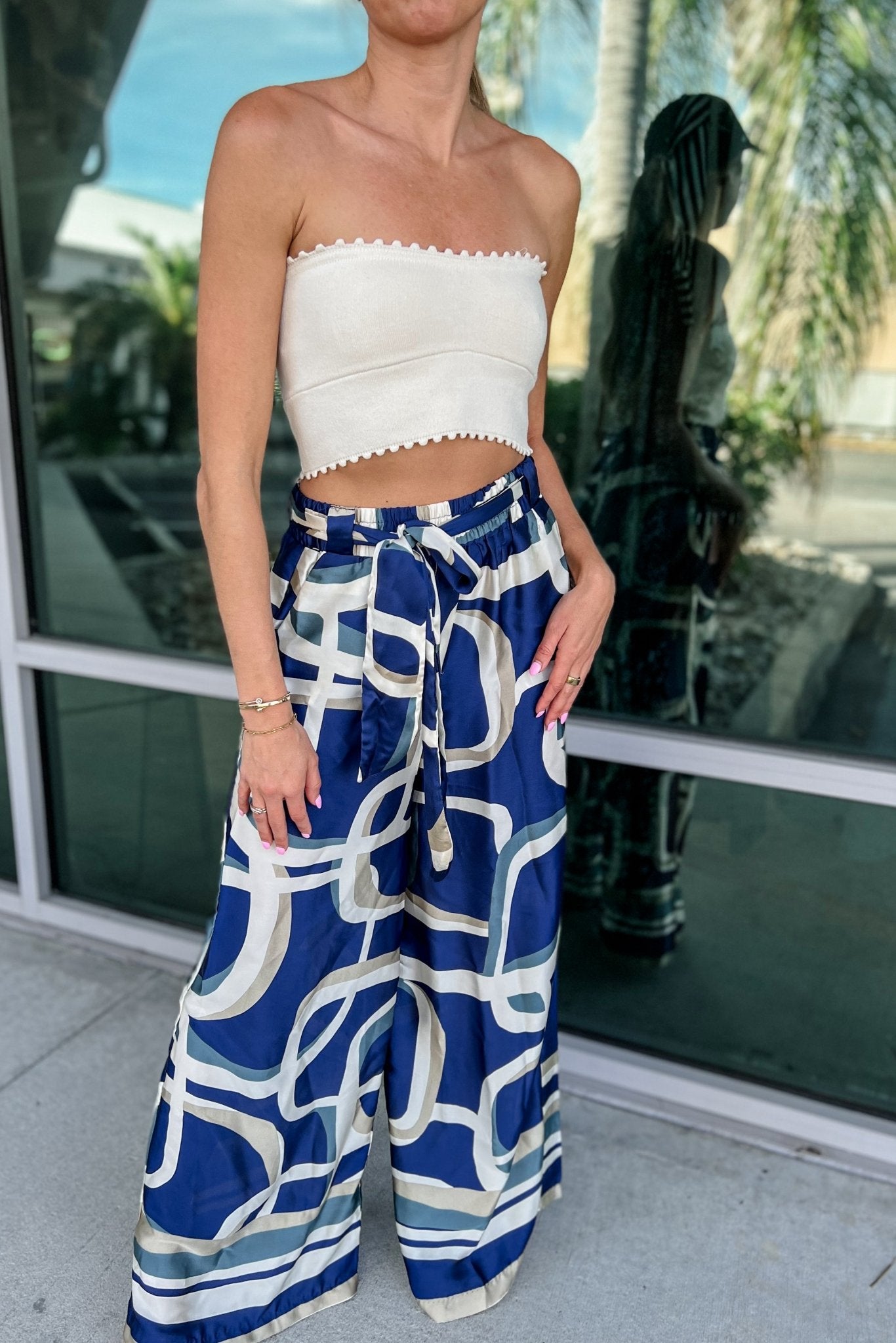 Premium Chic Scallop Edge Oatmeal Cropped Tube Top