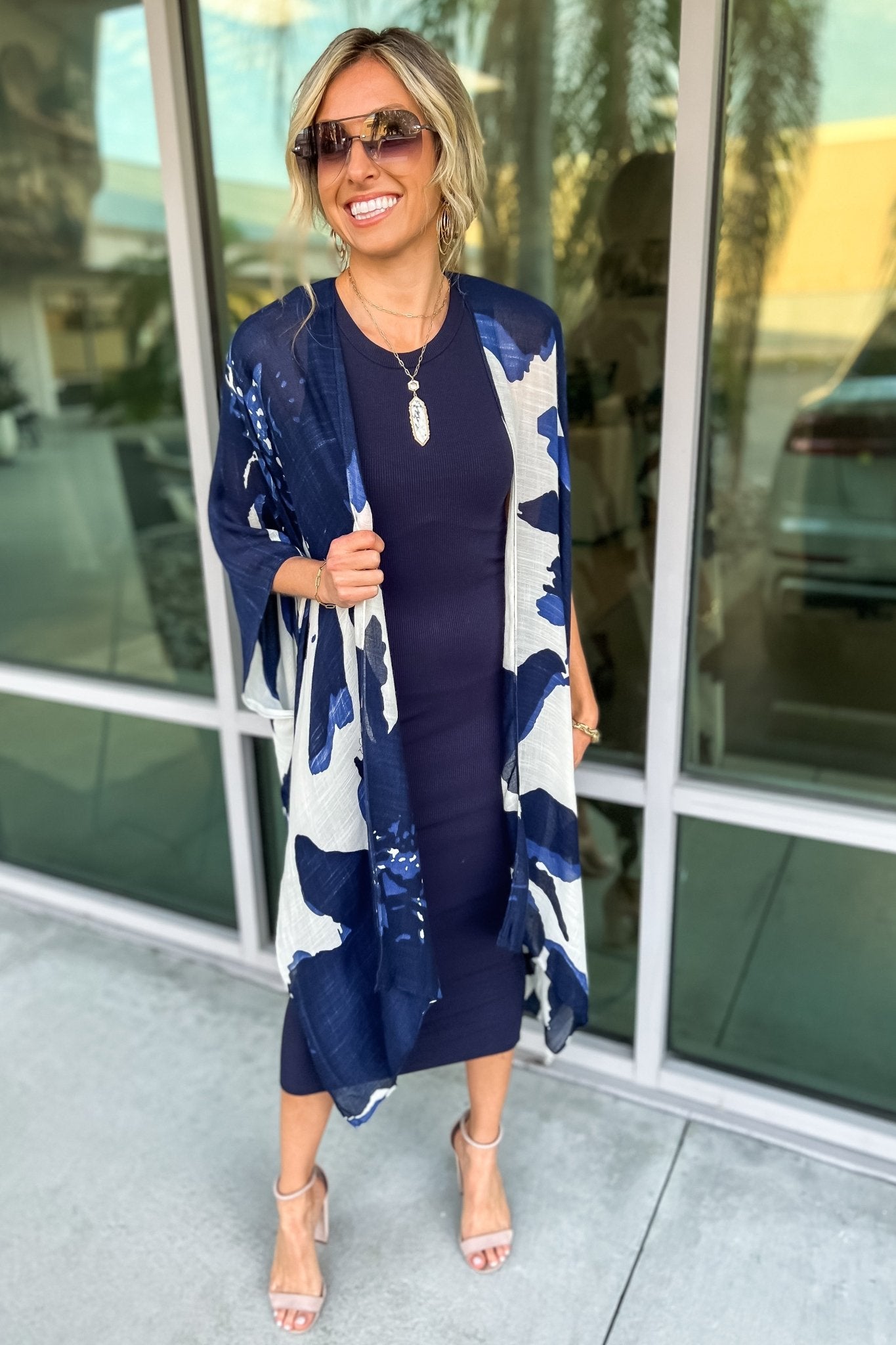 Premium Midnight Tide Navy Blue Kimono – Ultimate Layering Essential