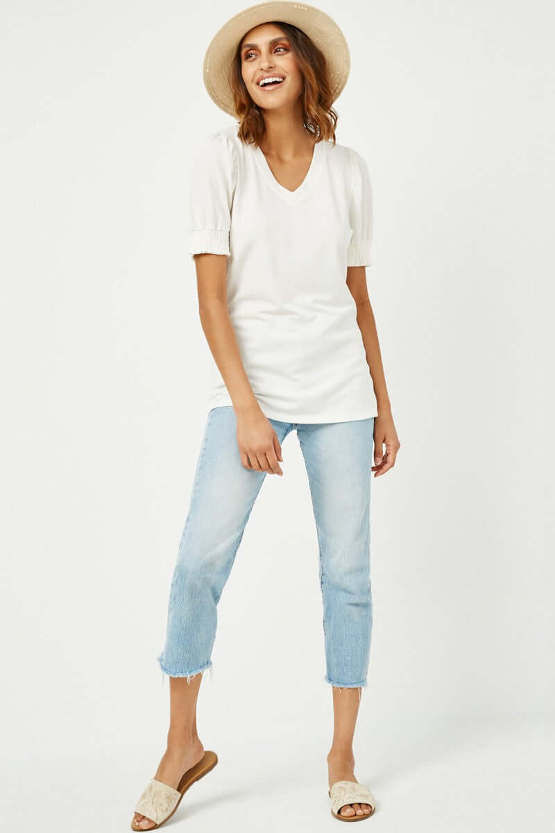 Premium Timeless Puff Sleeve V-Neck Top - 2 Elegant Colors