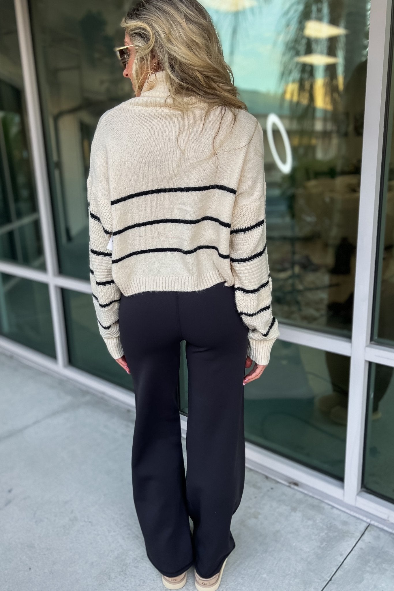 Premium Taupe Stripe Cozy Turtleneck Sweater - Ultimate Winter Essential