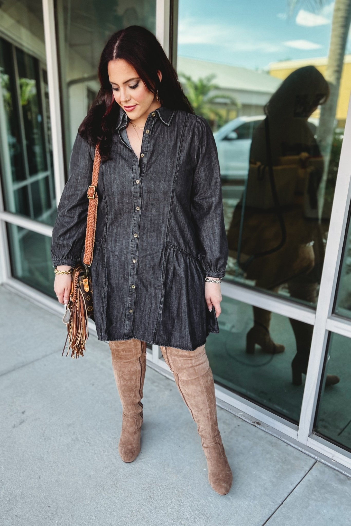 Premium Sing That Song Denim Ruffled Mini Dress - Effortless Style