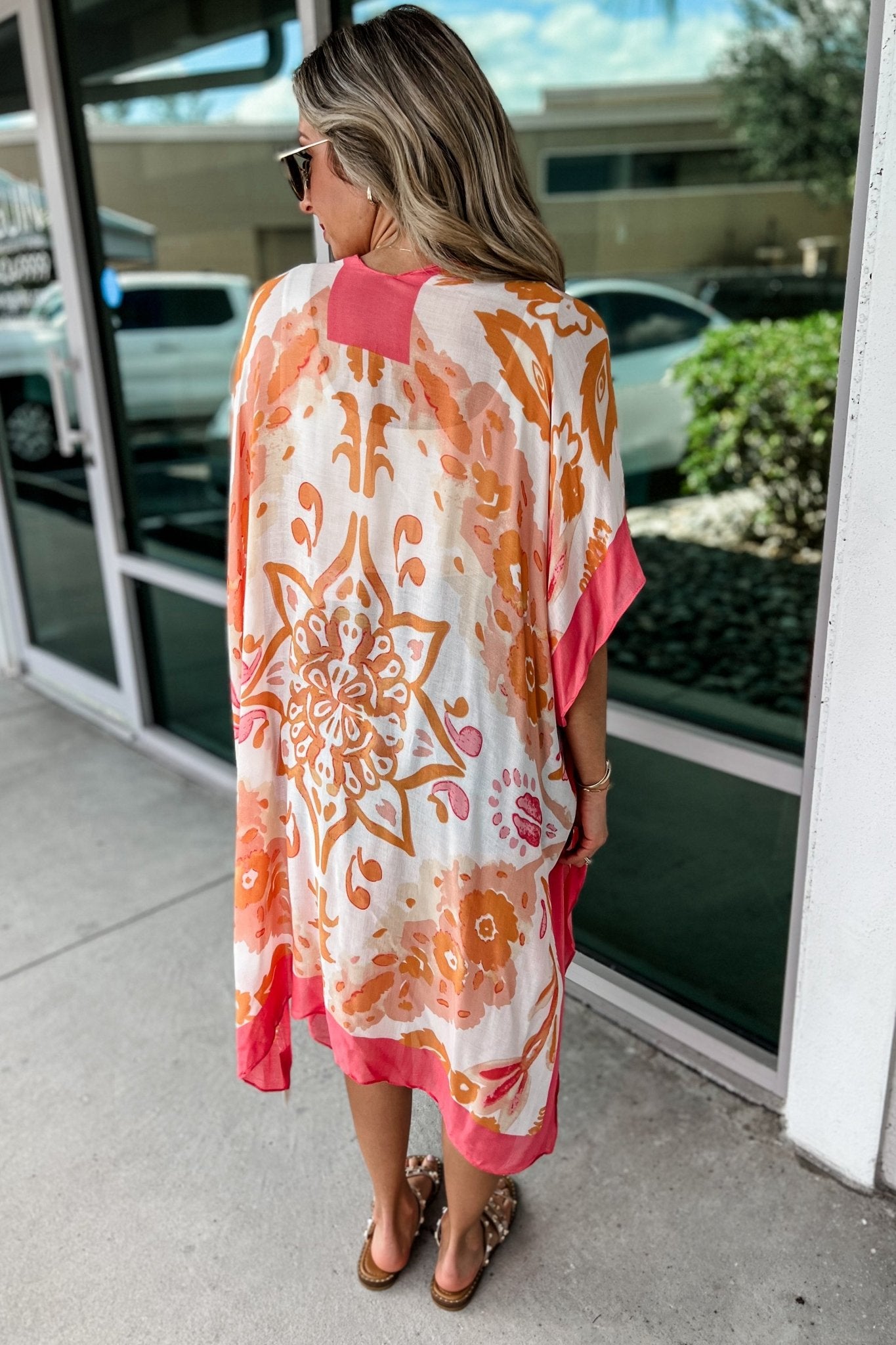 Premium Coral Sunrise Kimono - Ultimate Layering Essential