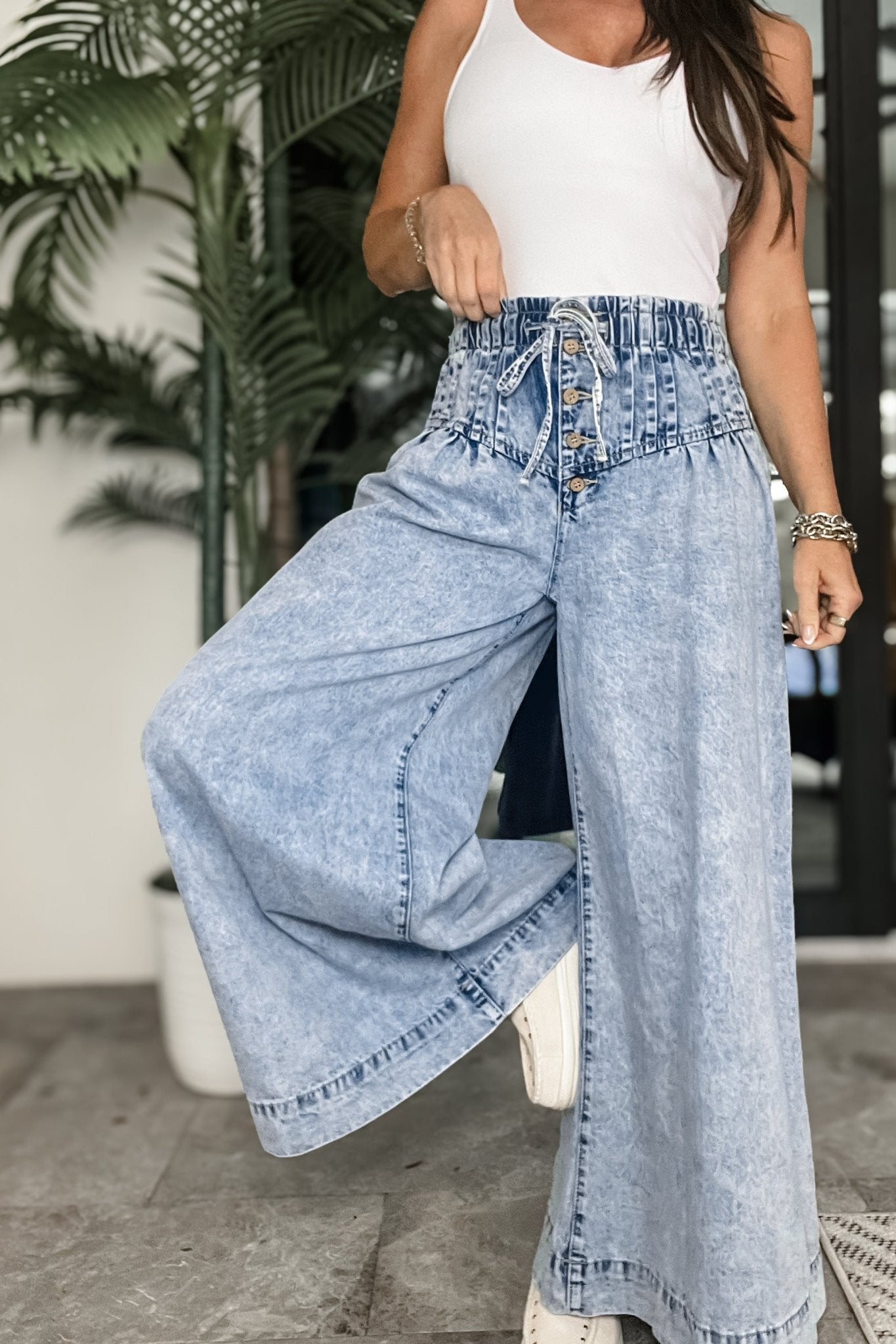Ultimate Vintage Wide Leg Denim Pants - Premium Mineral Washed Style