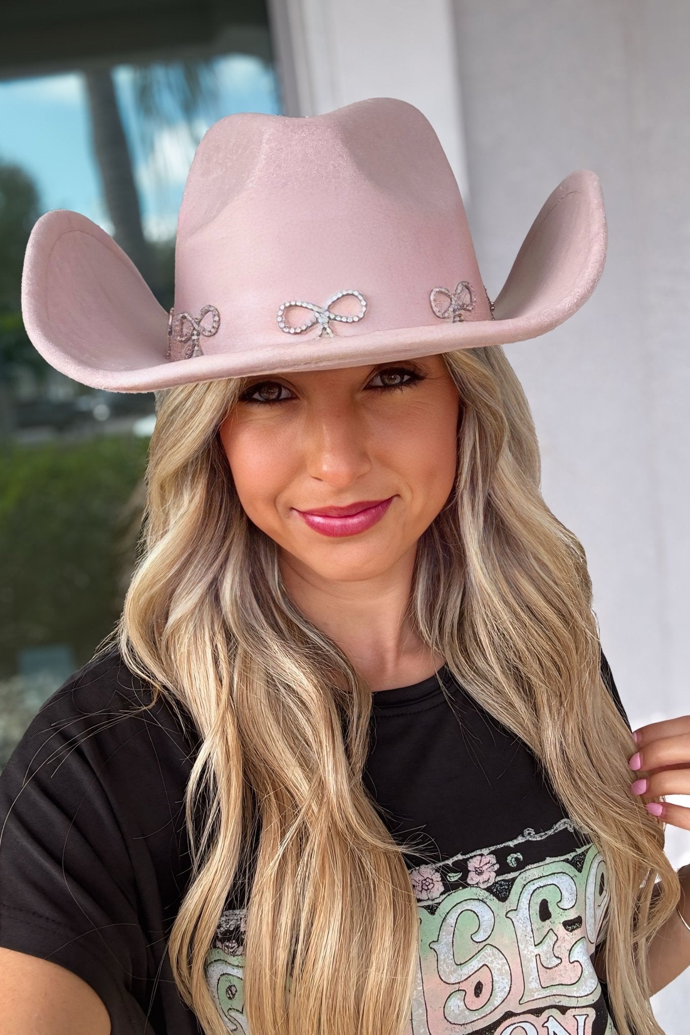 Premium Pink Rhinestone Bow Cowboy Hat - Ultimate Style Statement