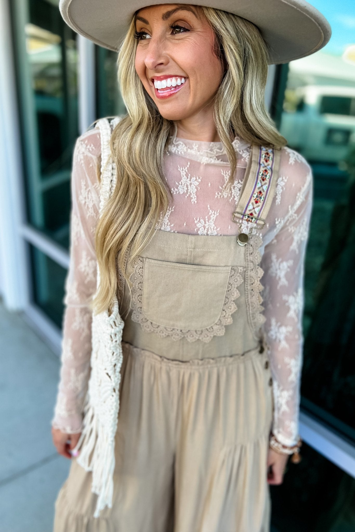 Ultimate Boho Free Spirit Lace Trim Overalls - Coco