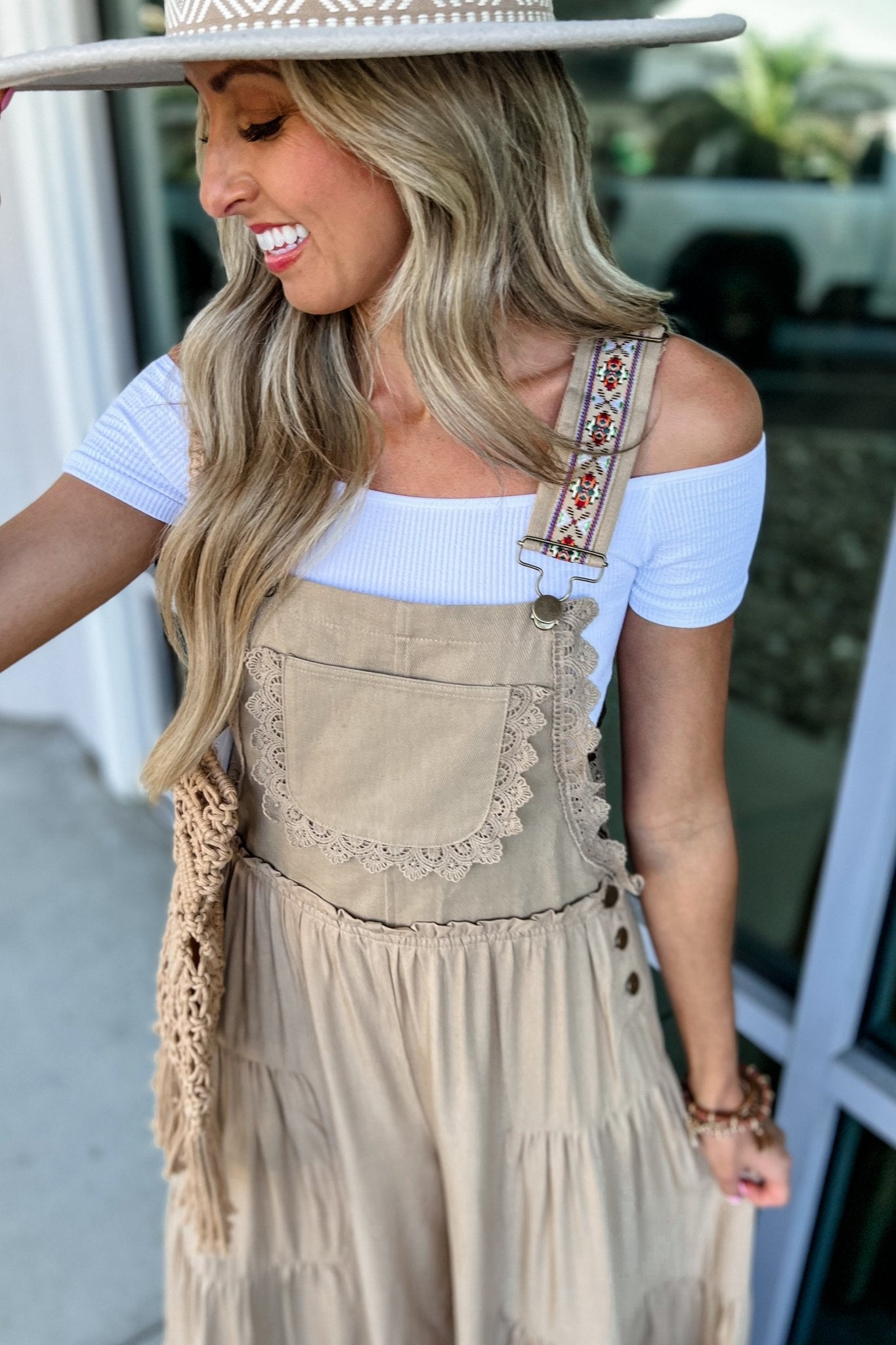 Ultimate Boho Free Spirit Lace Trim Overalls - Coco