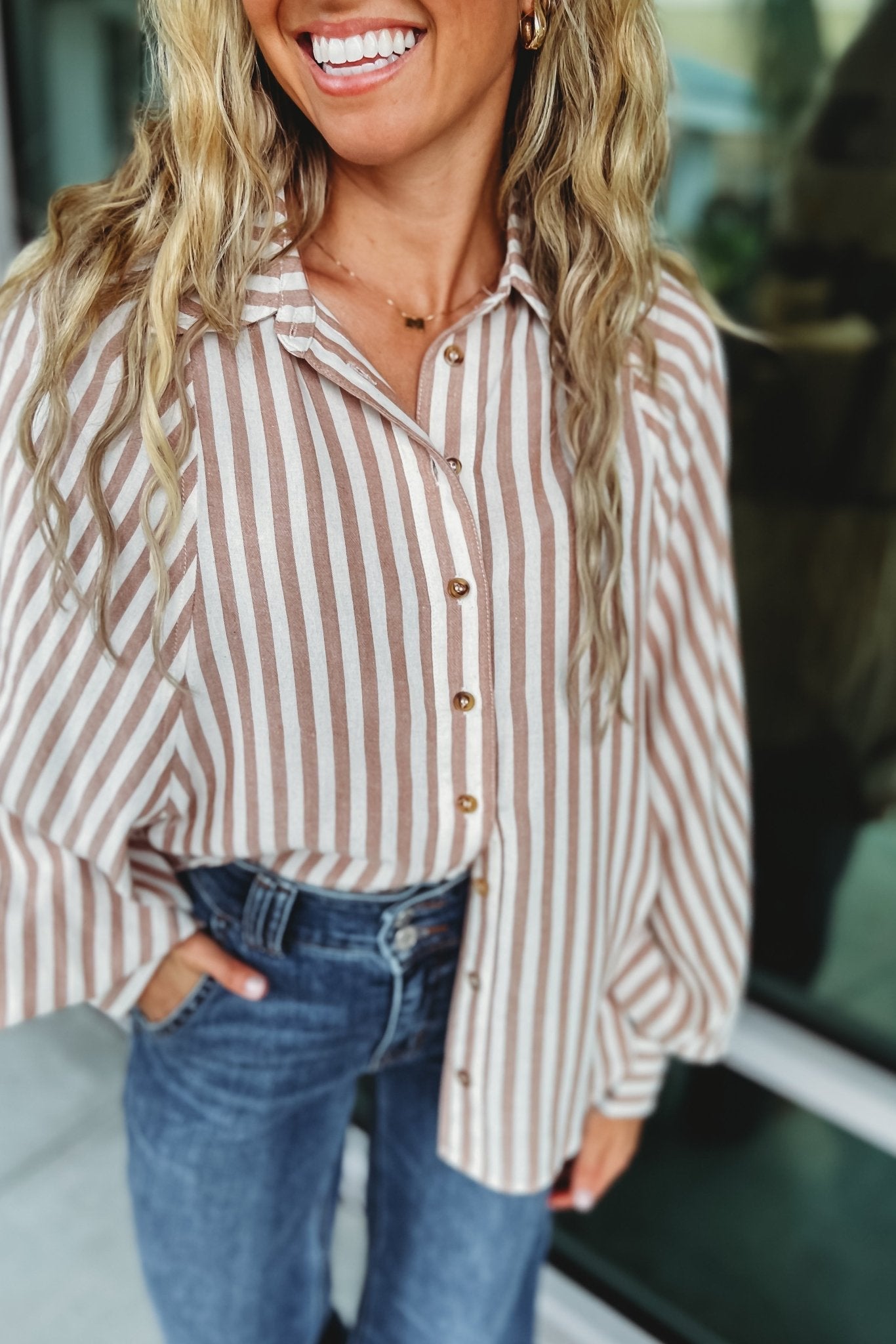 Ultimate Dream Coco Striped Button-Up Shirt