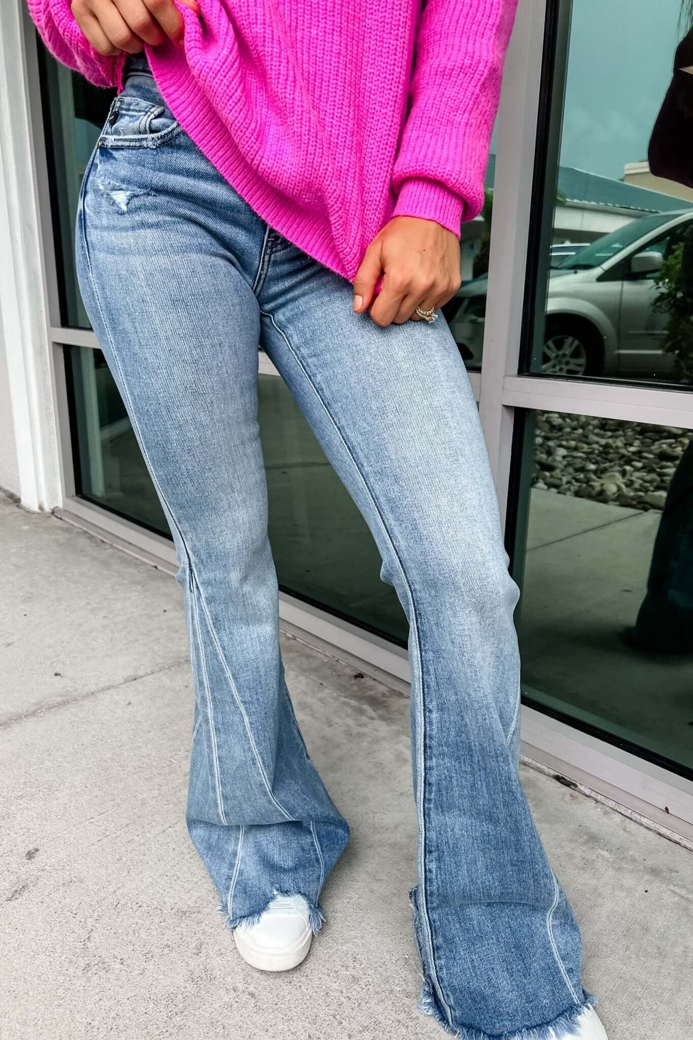 Premium Kancan Kelsey Sharkbite Flare Jeans - Ultimate Style & Comfort