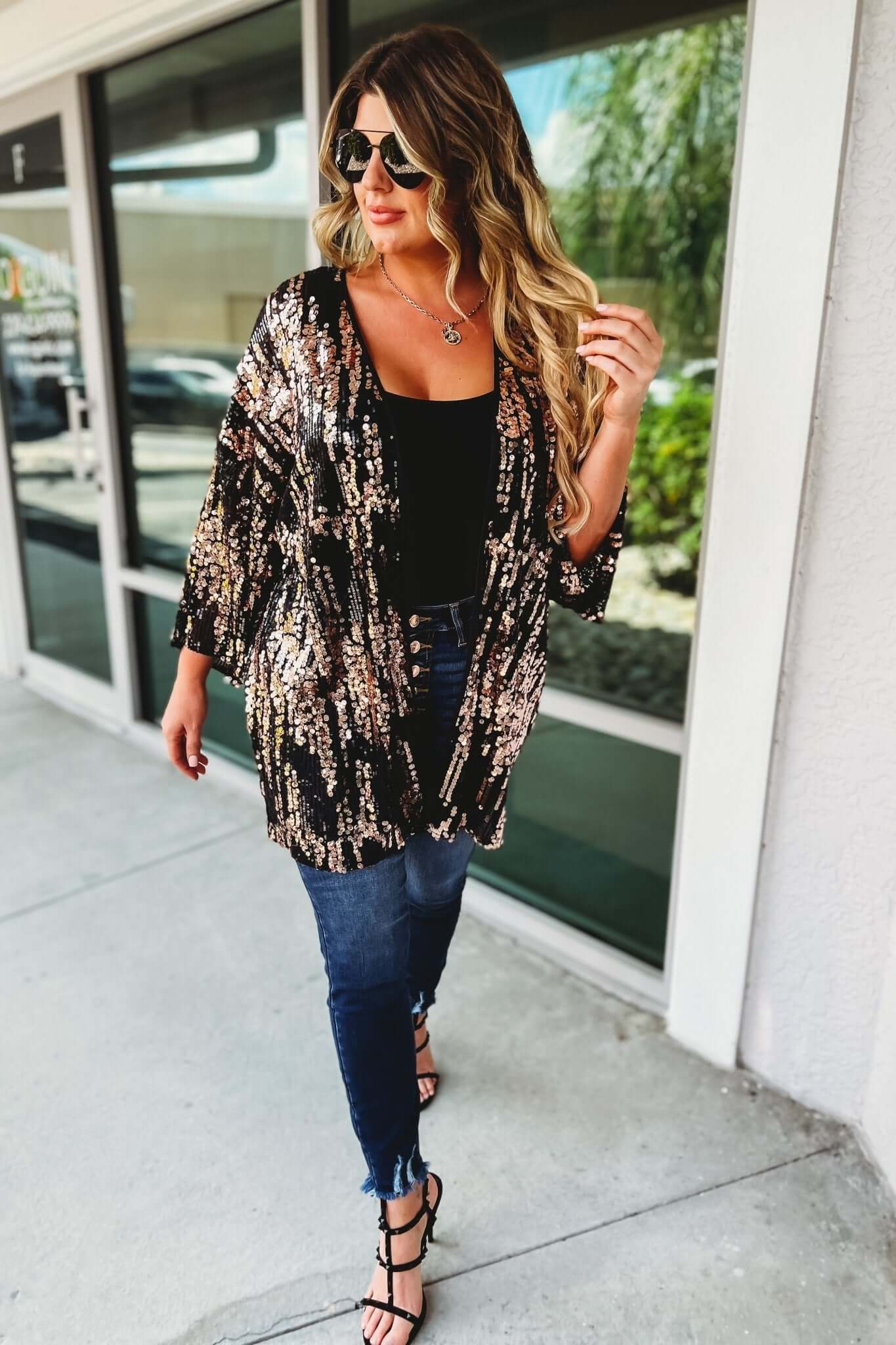 Premium Black Sequin Rockstar Cardigan - Ultimate Party Glam