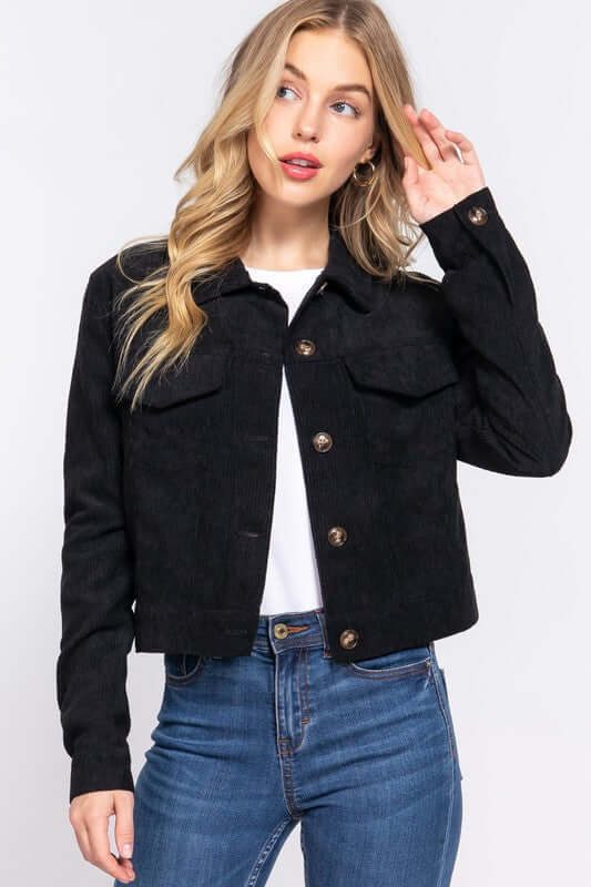 Premium Black Corduroy Jacket - Ultimate Style Upgrade