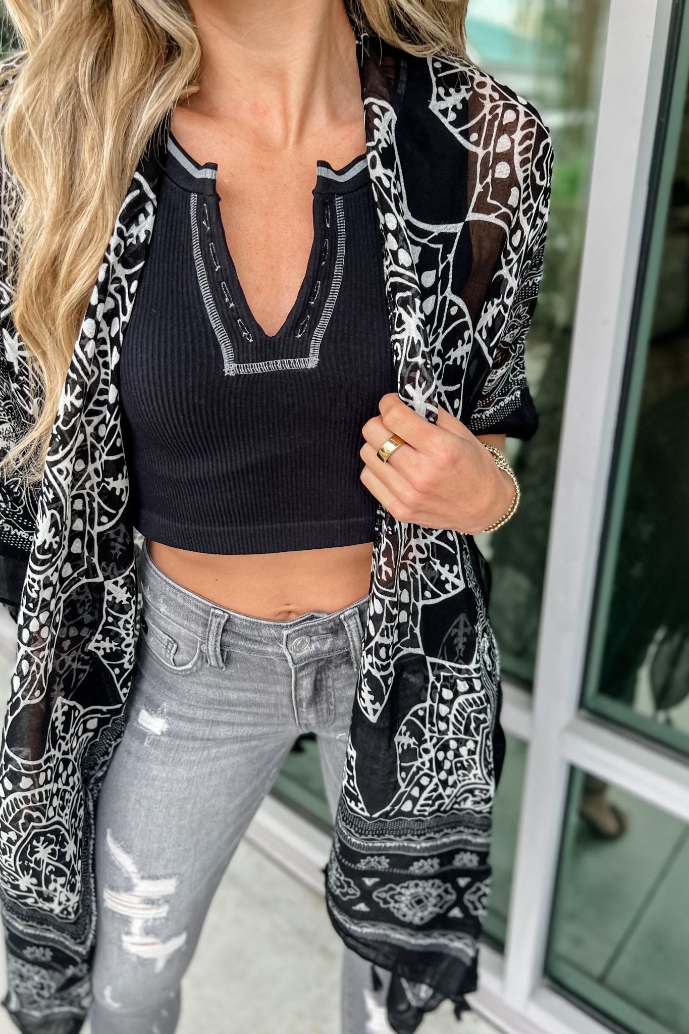 Ultimate Midnight Mosaic Tassel Kimono