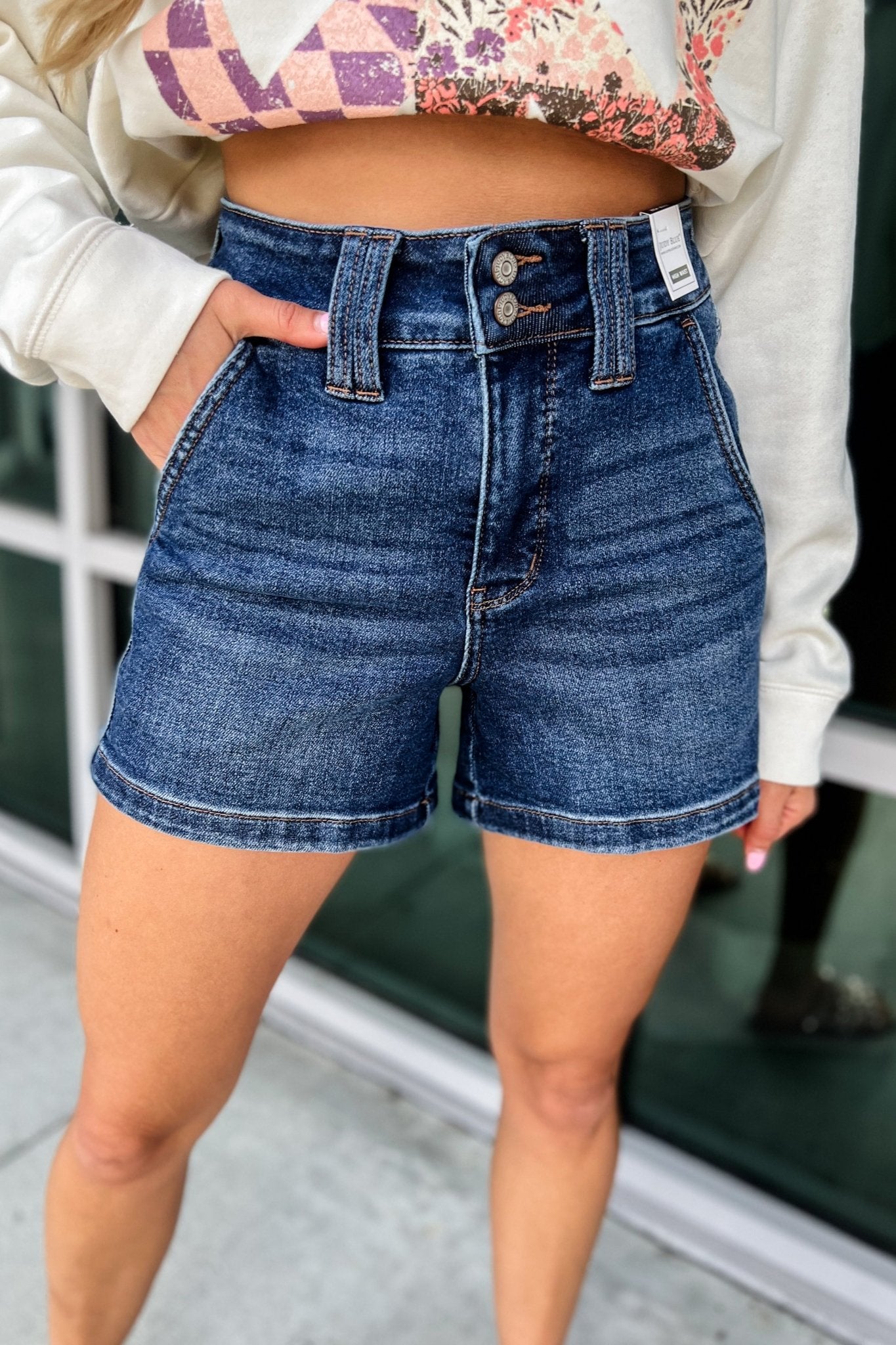 JUDY BLUE Premium Charlotte High Rise Denim Shorts - Ultimate Comfort & Style