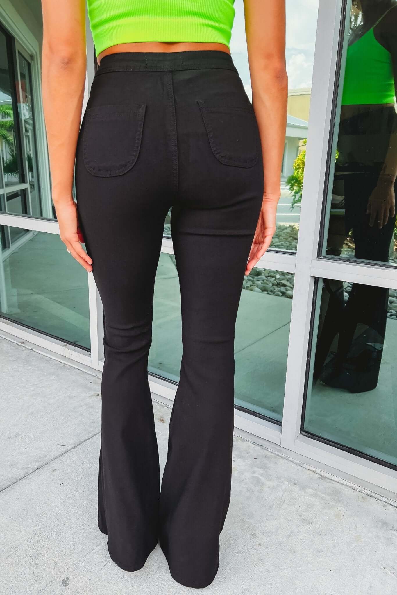 Premium Olive Disco Nights Stretchy Flares - Size XL