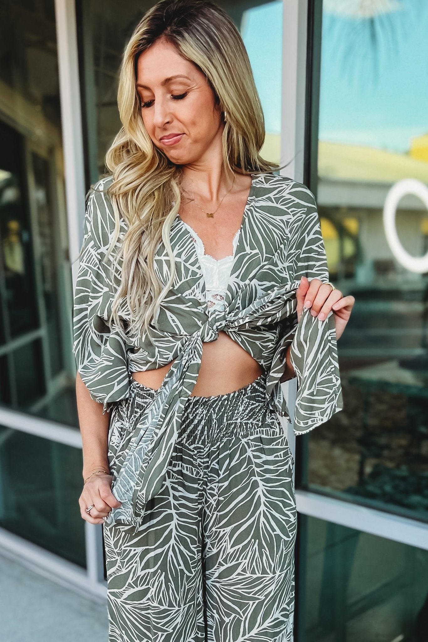 Premium Olive Tie-Front Kimono Top - Effortless Elegance