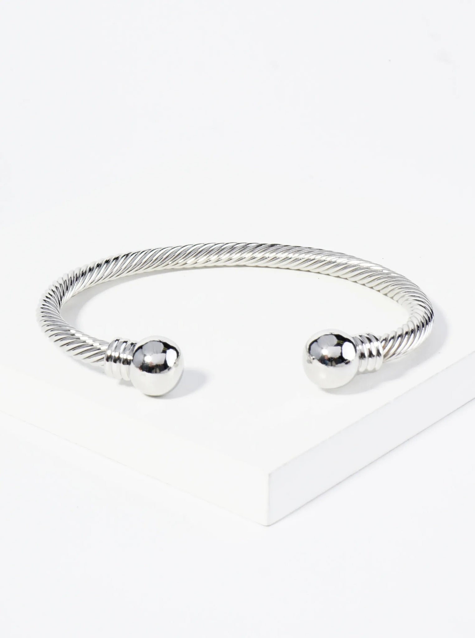 Premium Silver Rope Textured Adjustable Bangle Bracelet