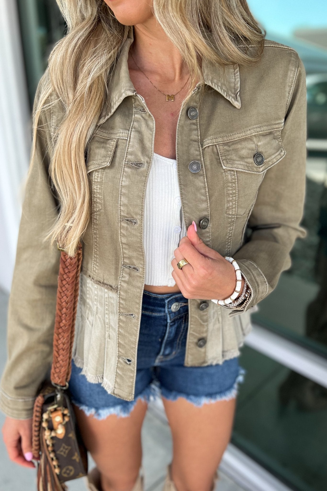 Premium Savannah Peplum Olive Green Denim Jacket - Ultimate Style Upgrade