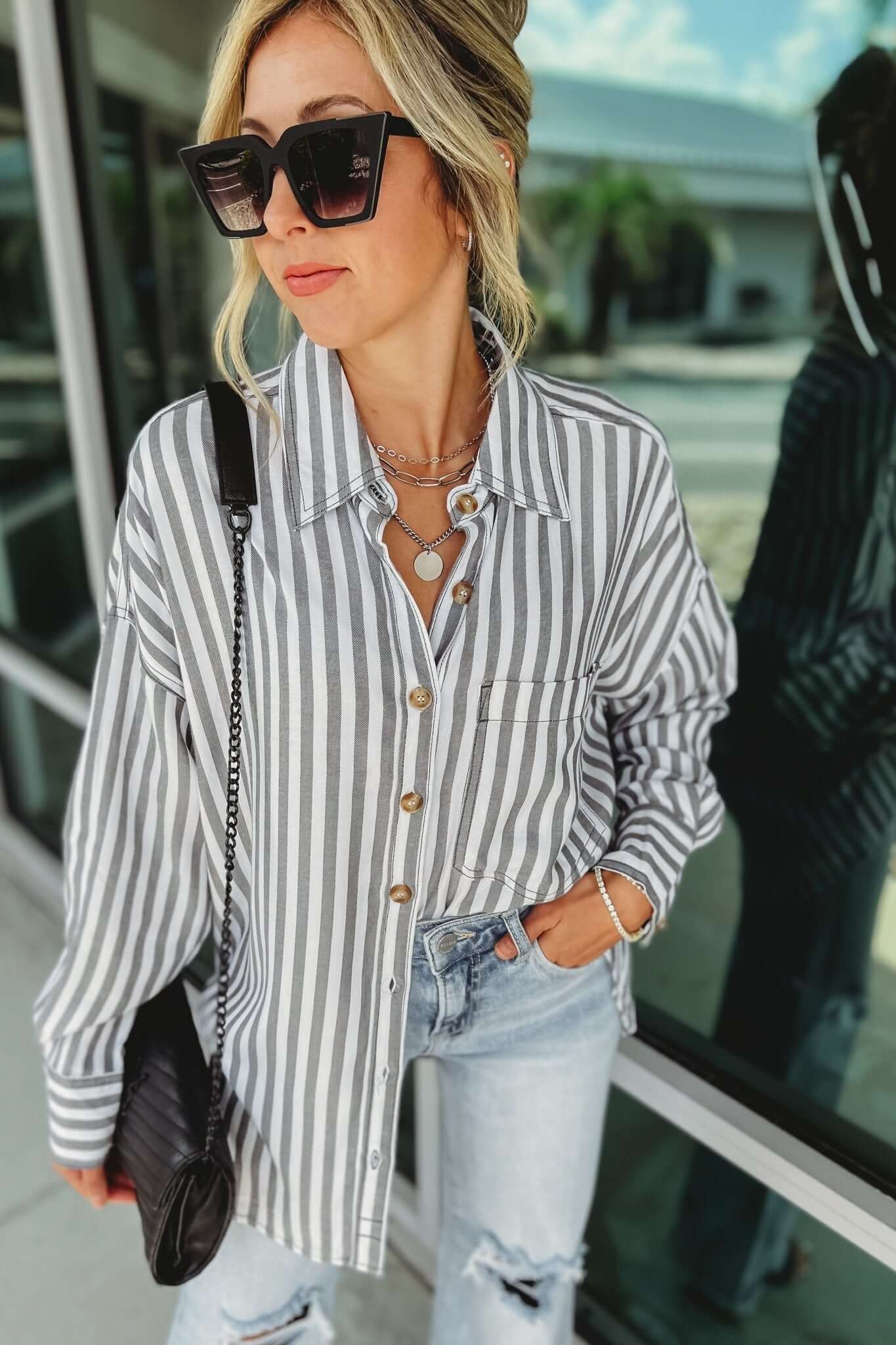 Premium Wish on a Star Striped Button-Up Shirt | 2 Stylish Colors