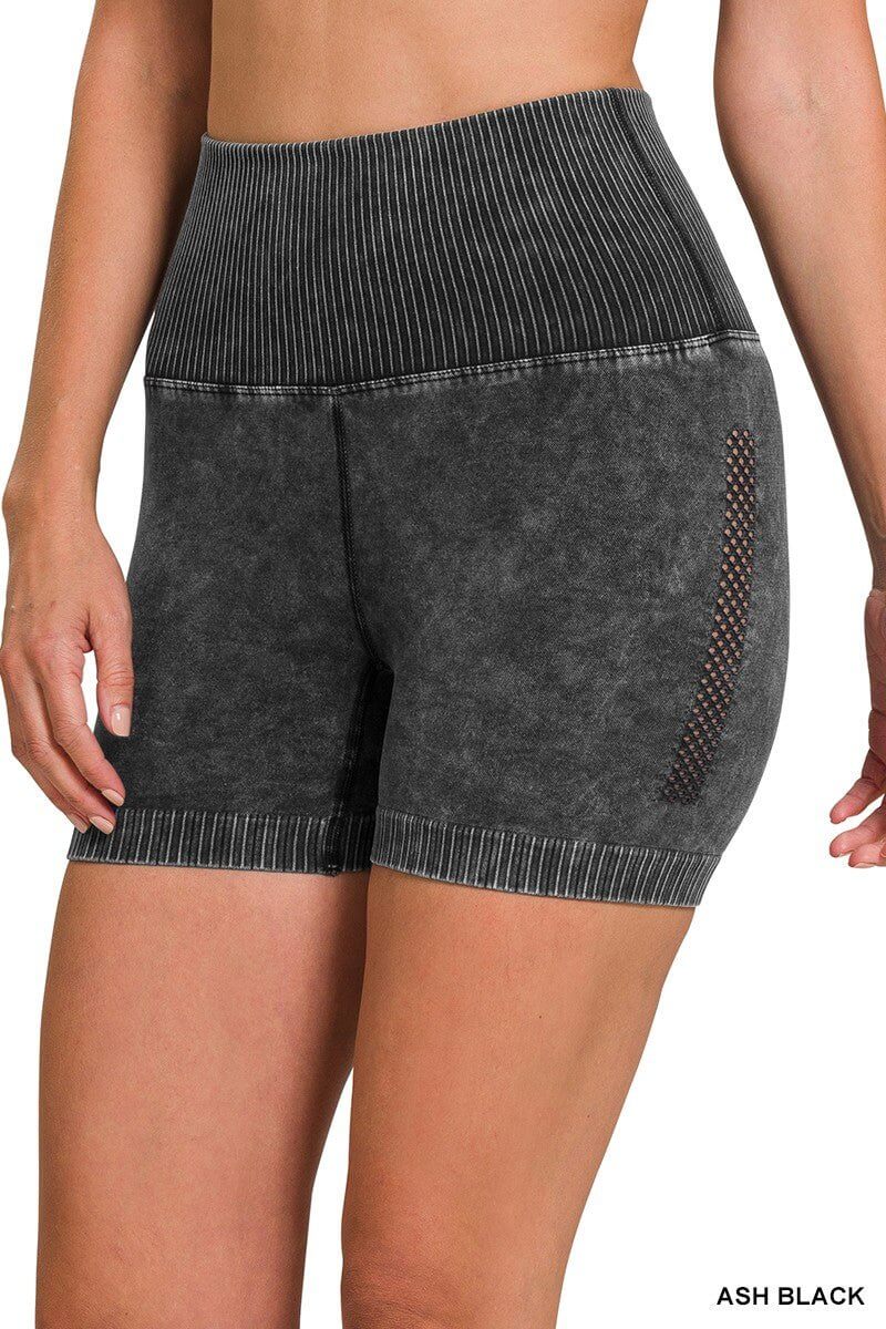 Ultimate On-the-Go Mineral Washed Biker Shorts - 3 Stylish Colors!