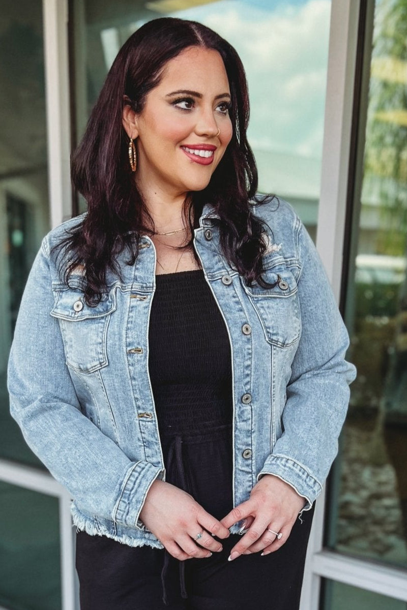 Premium KANCAN Zoey Fray Hem Denim Jacket - Upgrade Your Style