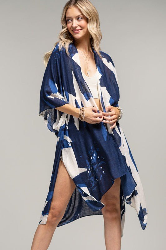 Premium Midnight Tide Navy Blue Kimono – Ultimate Layering Essential