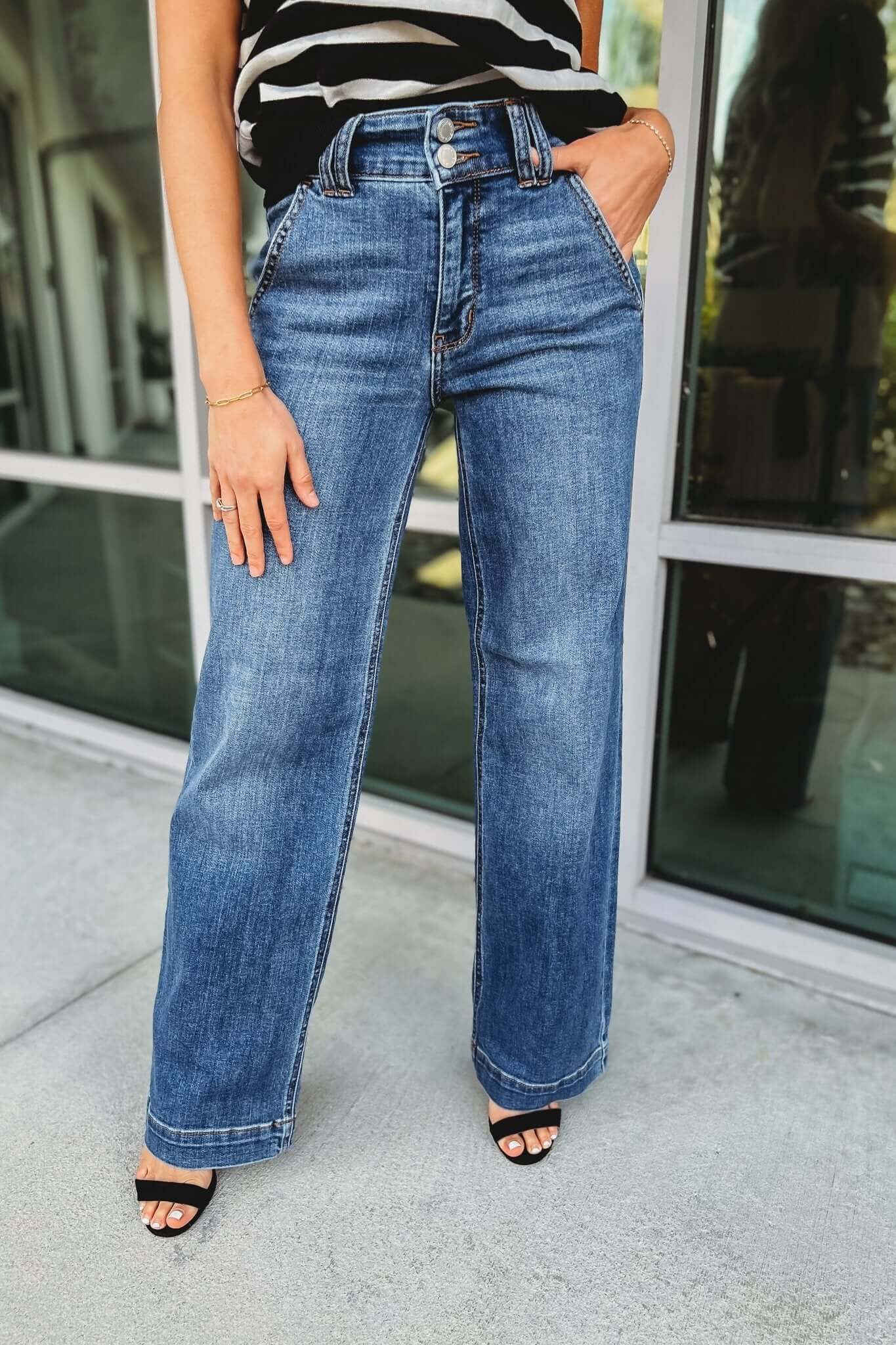 Premium JUDY BLUE Katie Wide Leg Jeans - Ultimate Comfort & Style