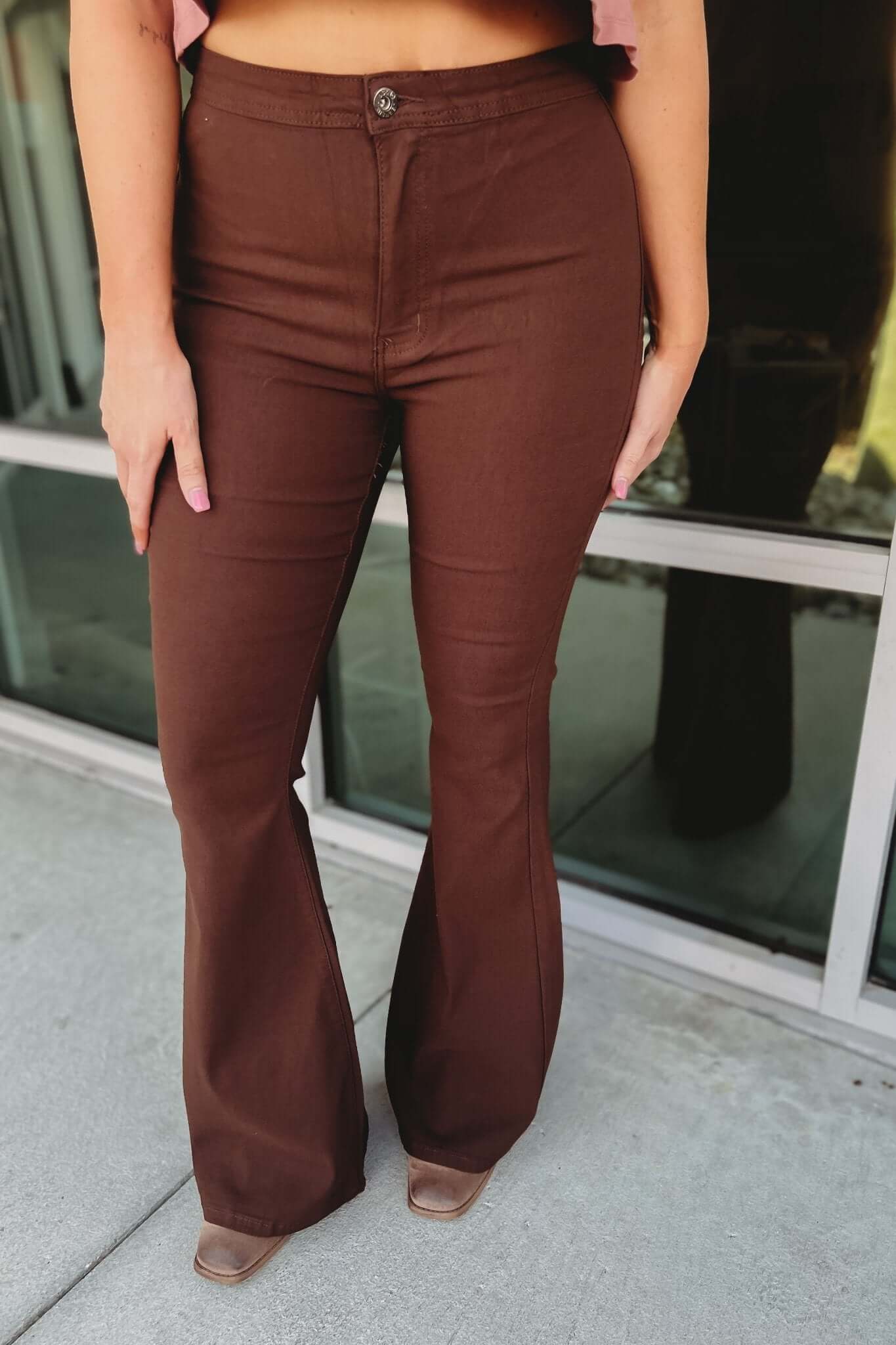 Premium Olive Disco Nights Stretchy Flares - Size XL