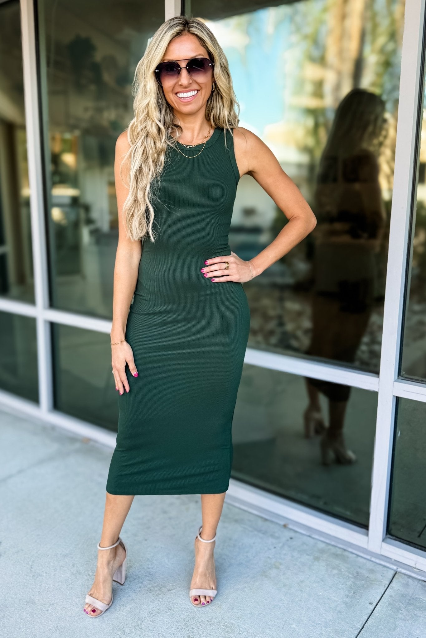 Ultimate Bodycon Racerback Green Dress | One of Those Girls