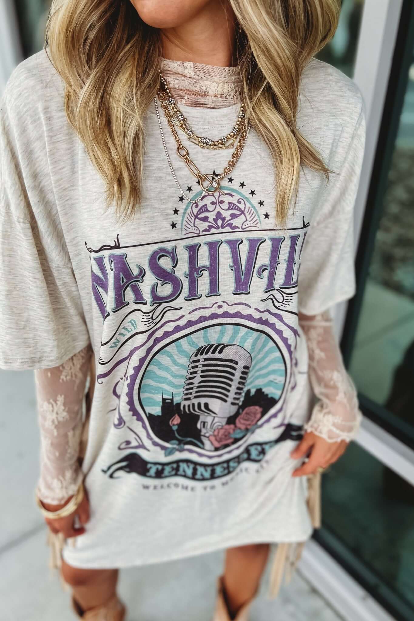 Premium Western Fringed Shirt Dress - Nashville Style