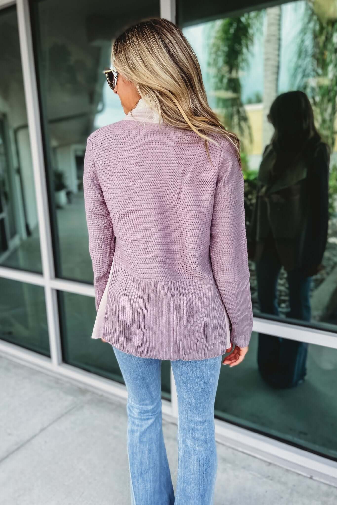 Premium Mauve Faux Fur Suede Cardigan Jacket