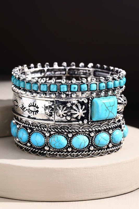 Premium Western Turquoise Bangle Set - Ultimate Statement Jewelry