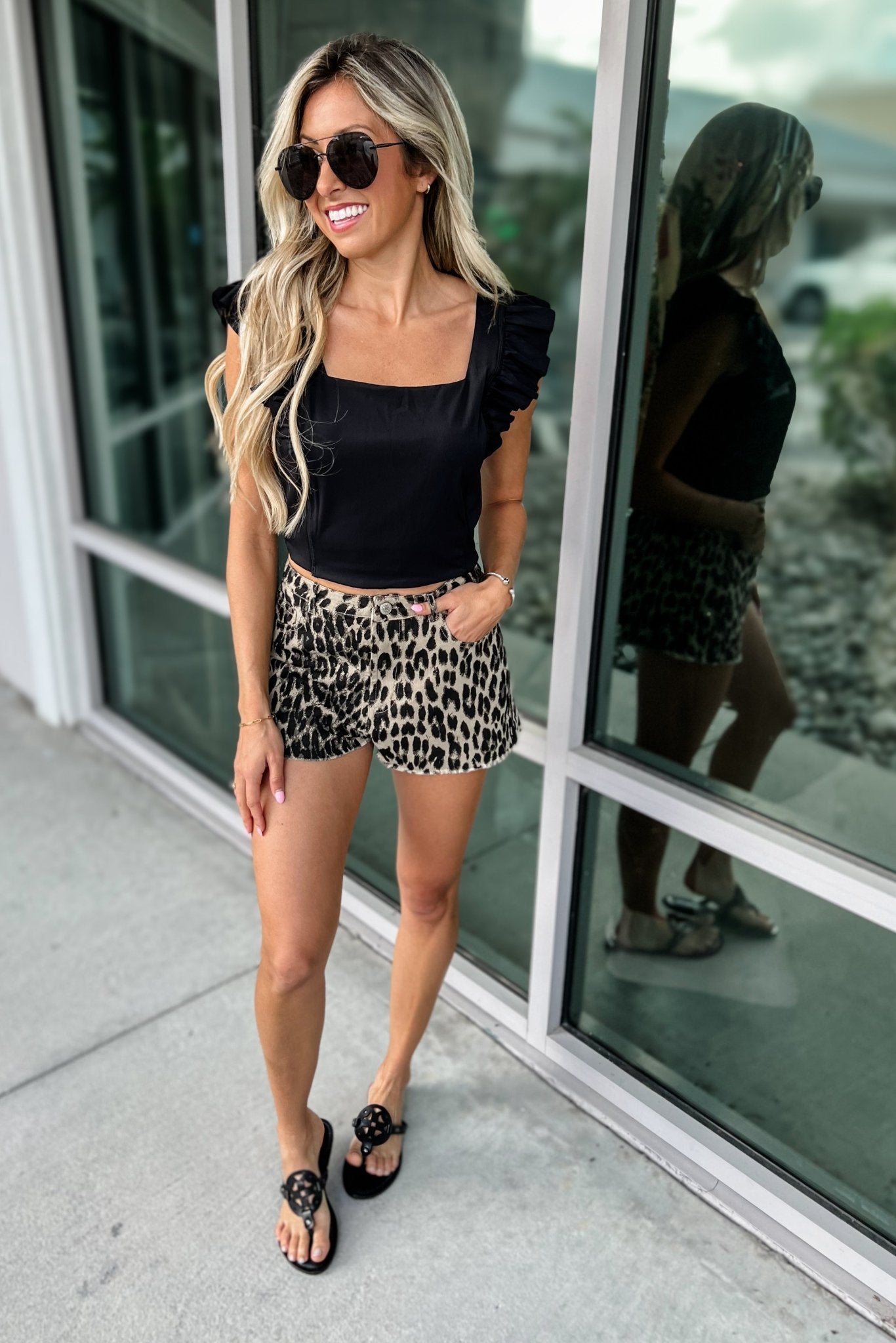 Premium Wild Side Leopard Print Denim Shorts