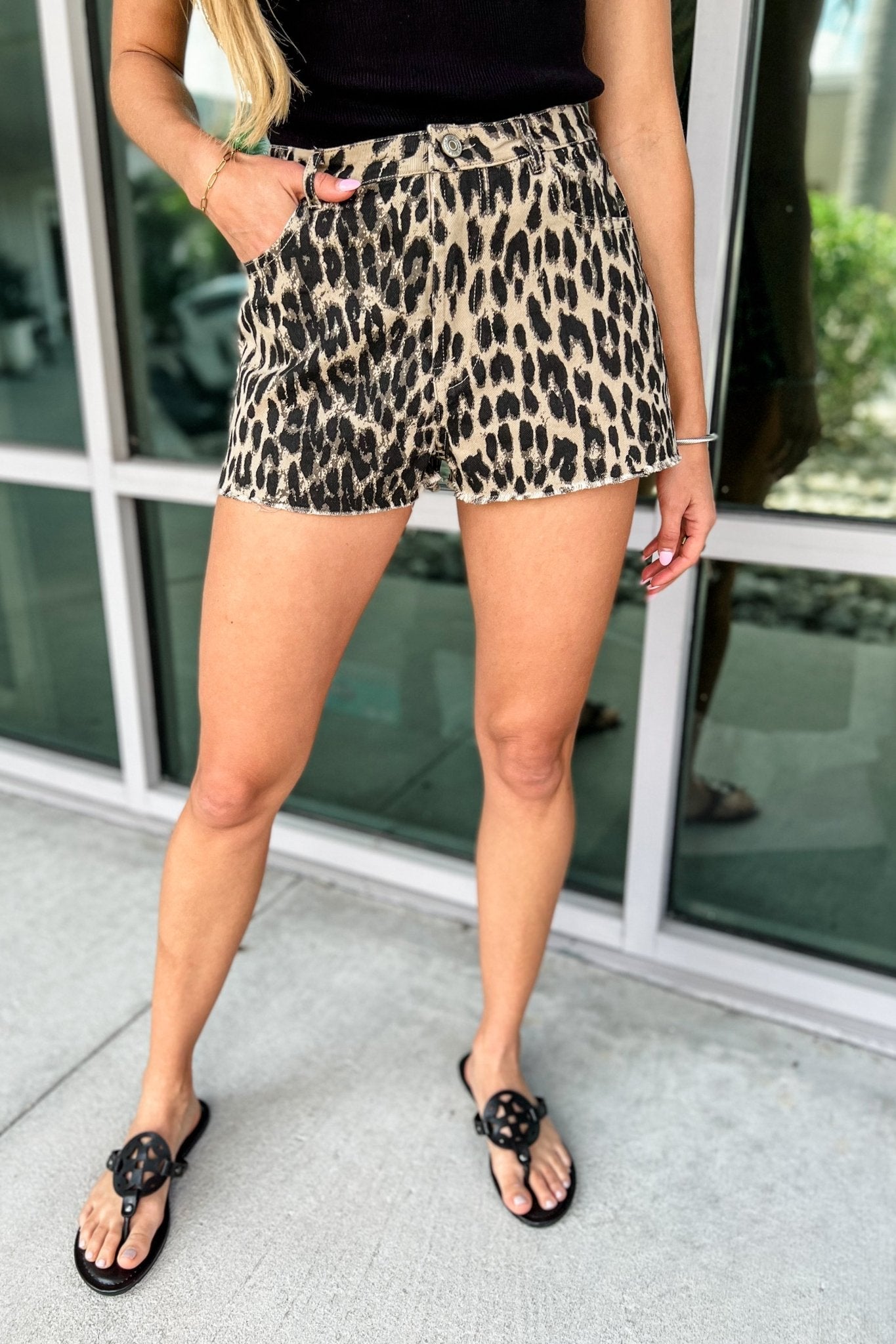 Premium Wild Side Leopard Print Denim Shorts