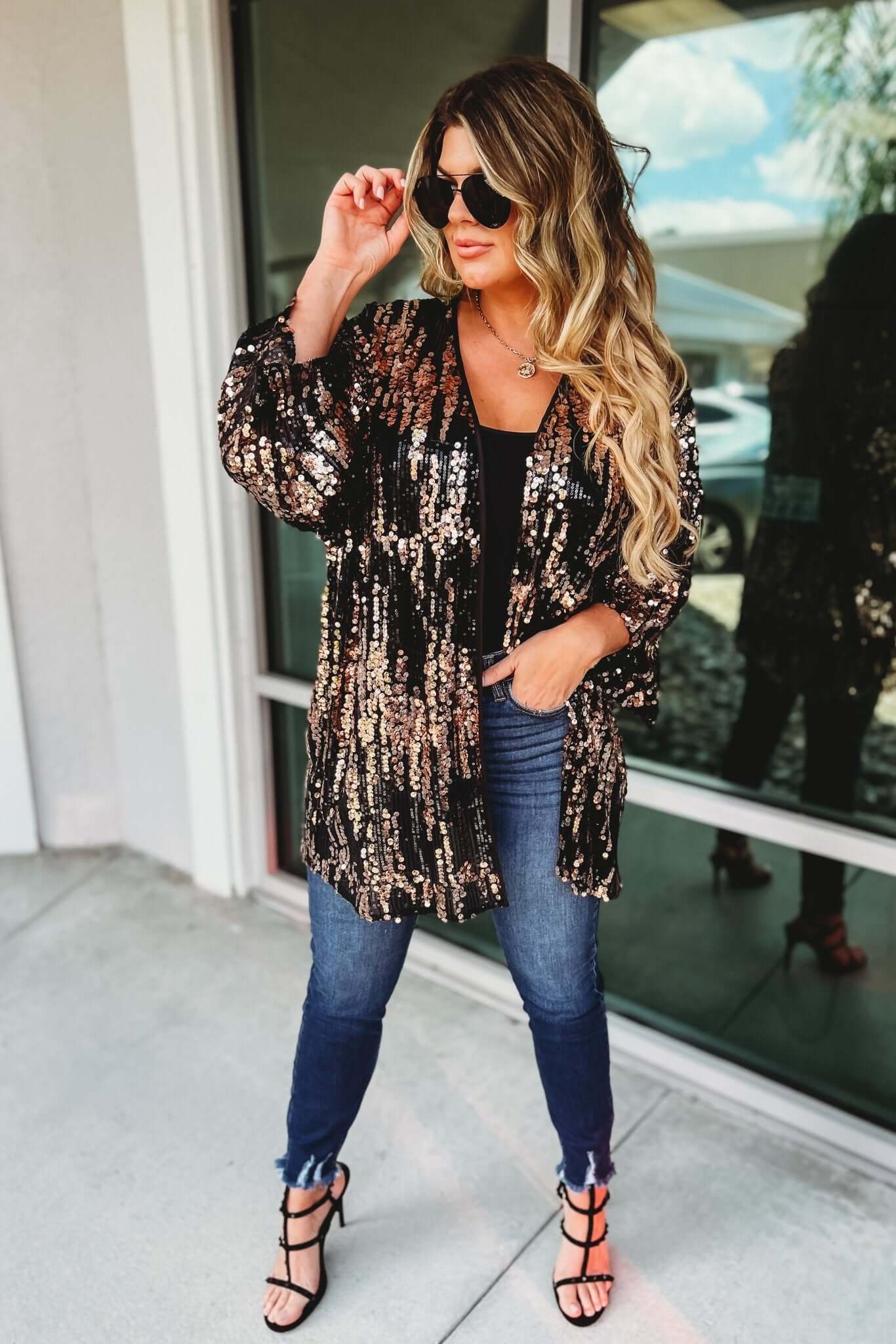 Premium Black Sequin Rockstar Cardigan - Ultimate Party Glam