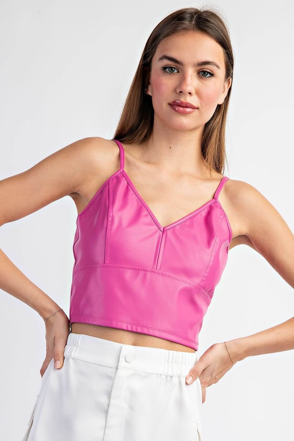 Premium Faux Leather Crop Top - 4 Stylish Colors