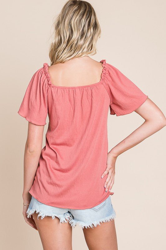 Premium Breezy Charm Smocked Top in Dusty Rust