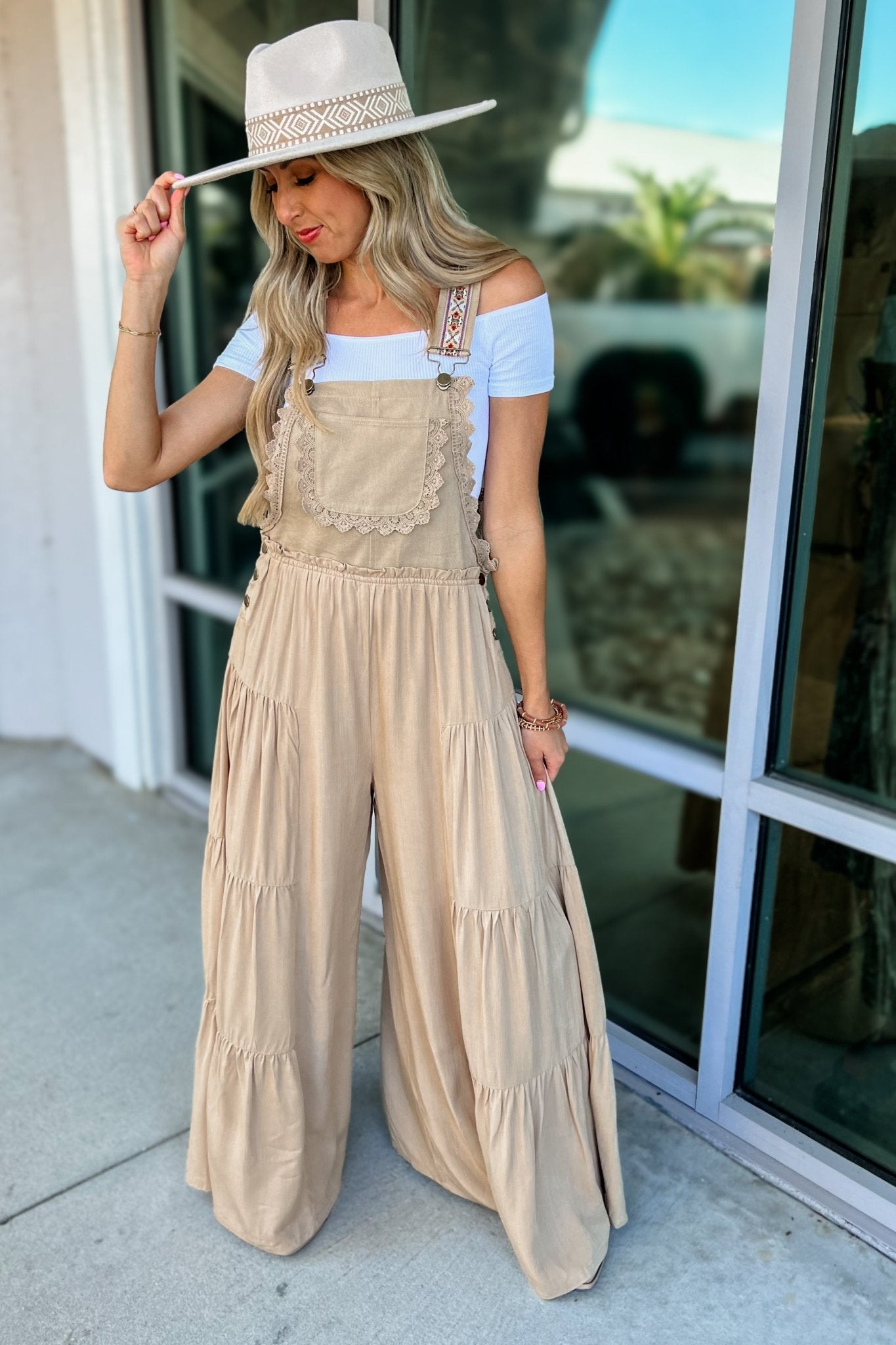 Ultimate Boho Free Spirit Lace Trim Overalls - Coco