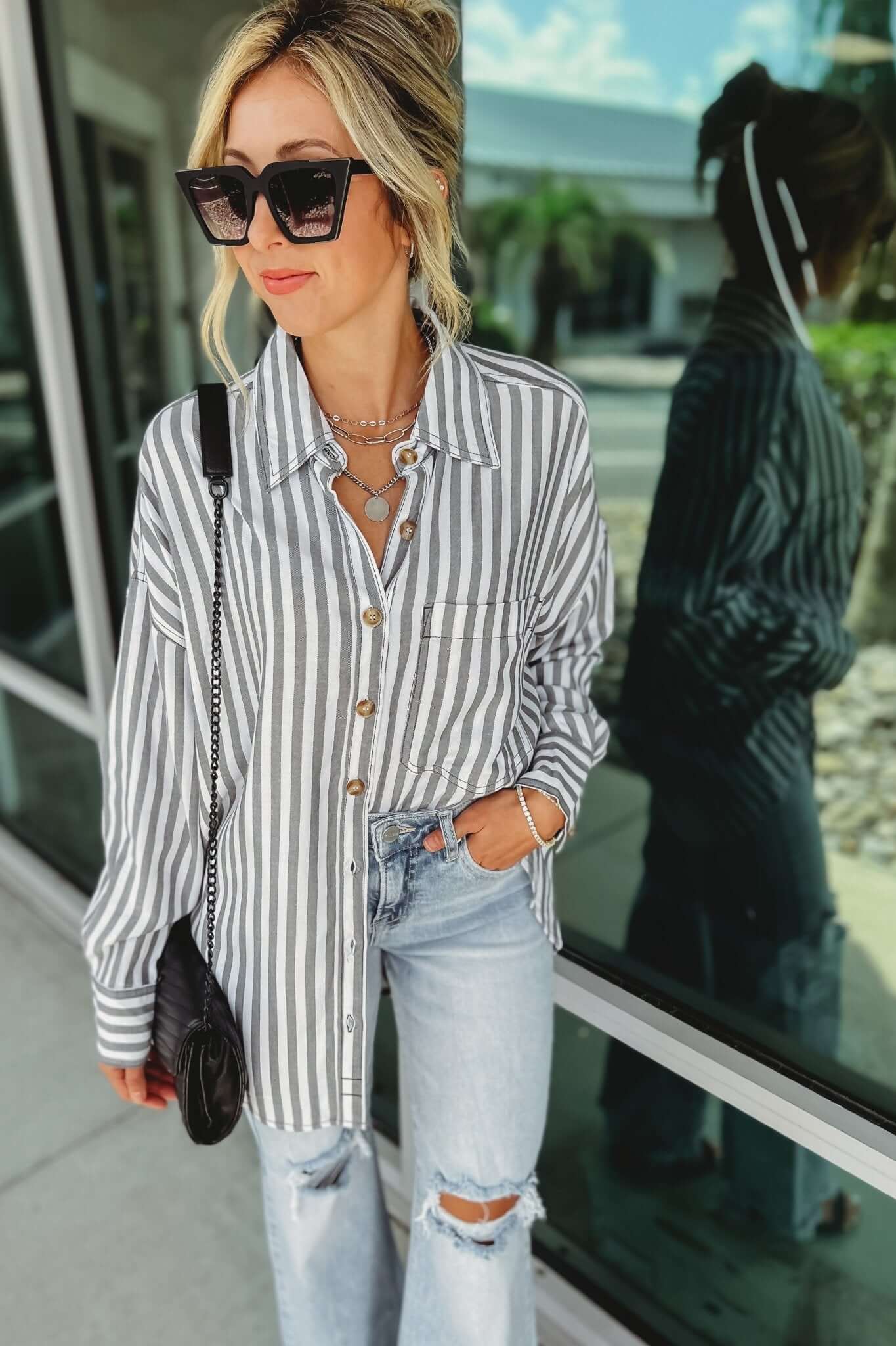 Premium Wish on a Star Striped Button-Up Shirt | 2 Stylish Colors