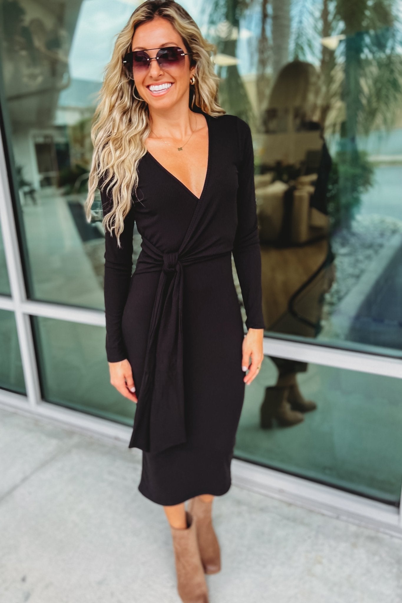 Premium Black Faux Wrap Dress - Ultimate Style & Comfort