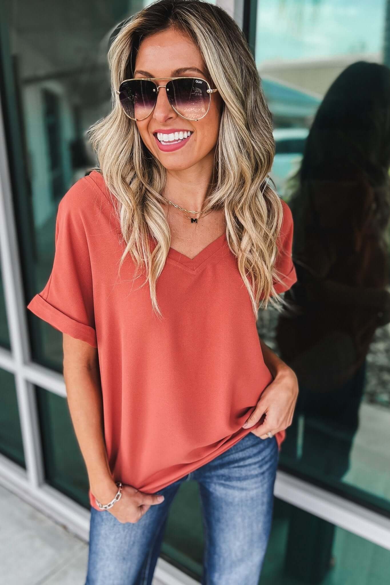 Premium White Second Chances V-Neck Top - Relaxed Fit