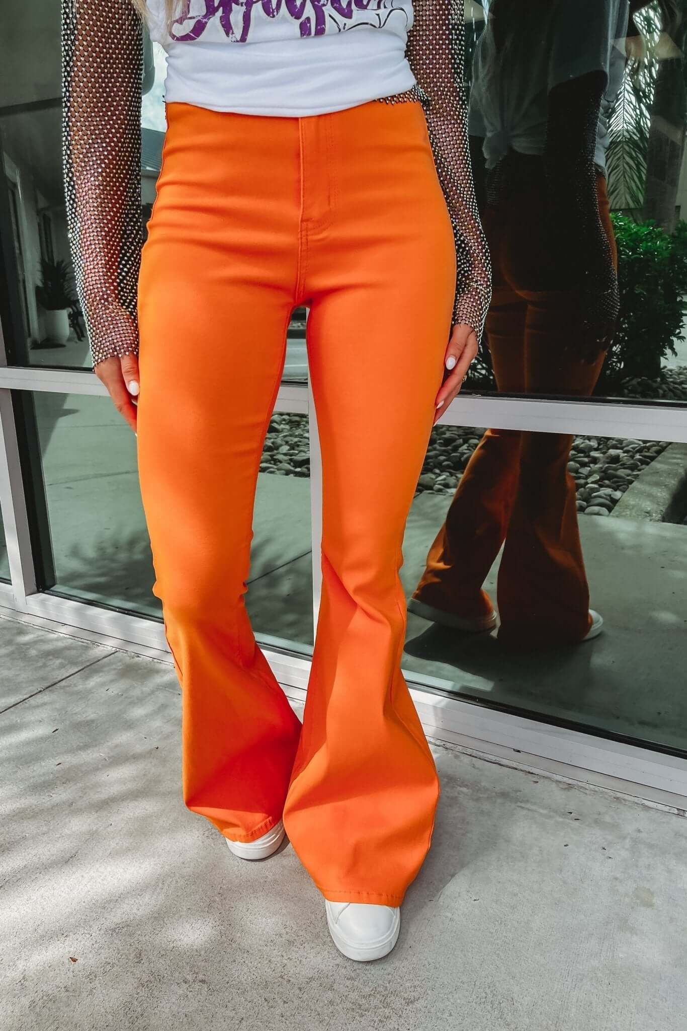 Premium Olive Disco Nights Stretchy Flares - Size XL