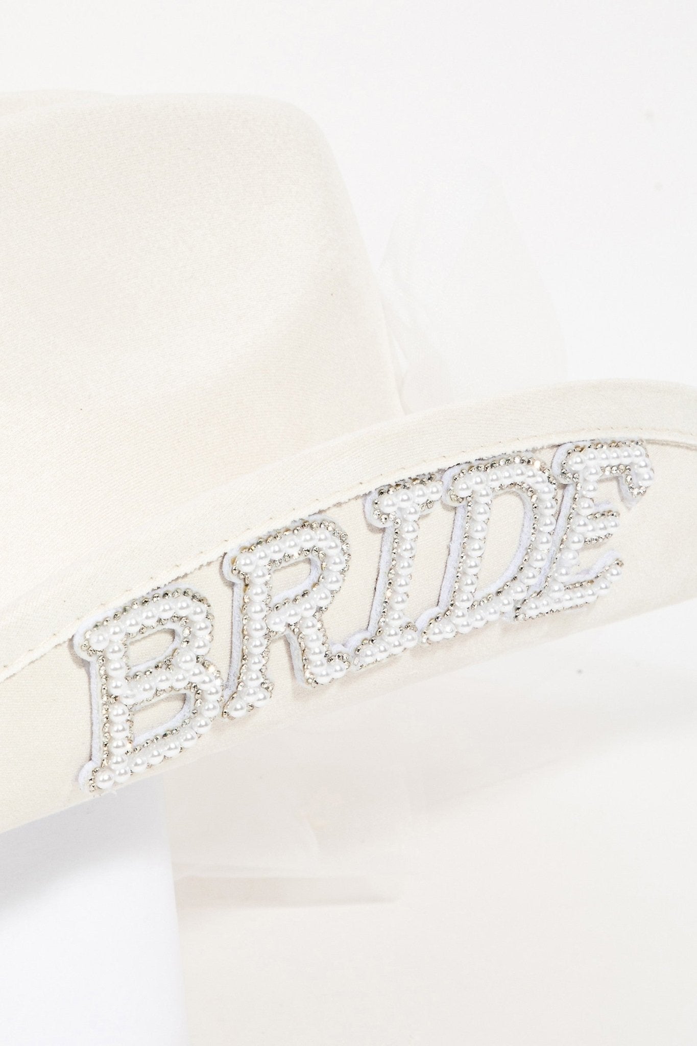 Ultimate Bridal Veil Cowboy Hat - Elegant Pearl Accents