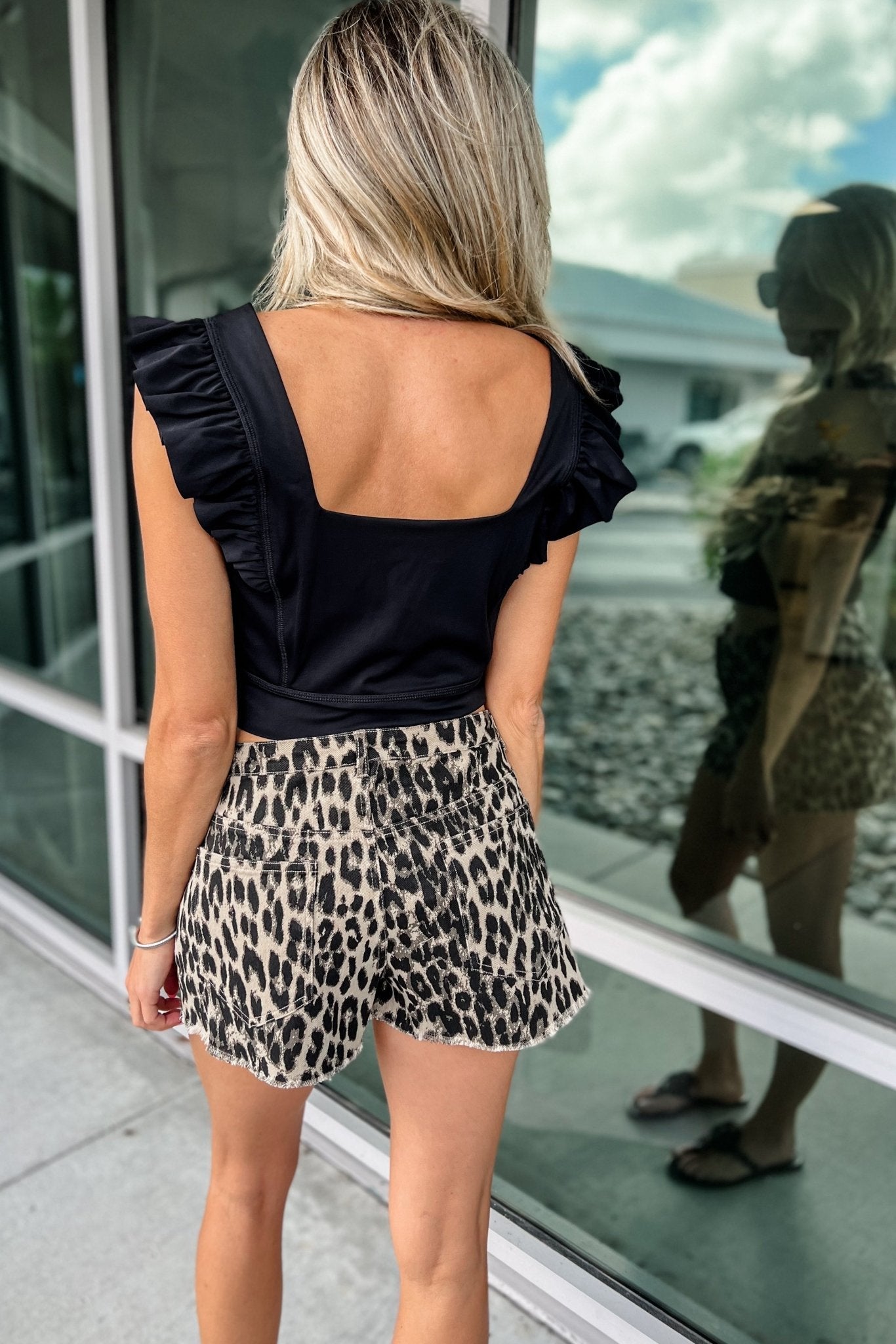 Premium Wild Side Leopard Print Denim Shorts