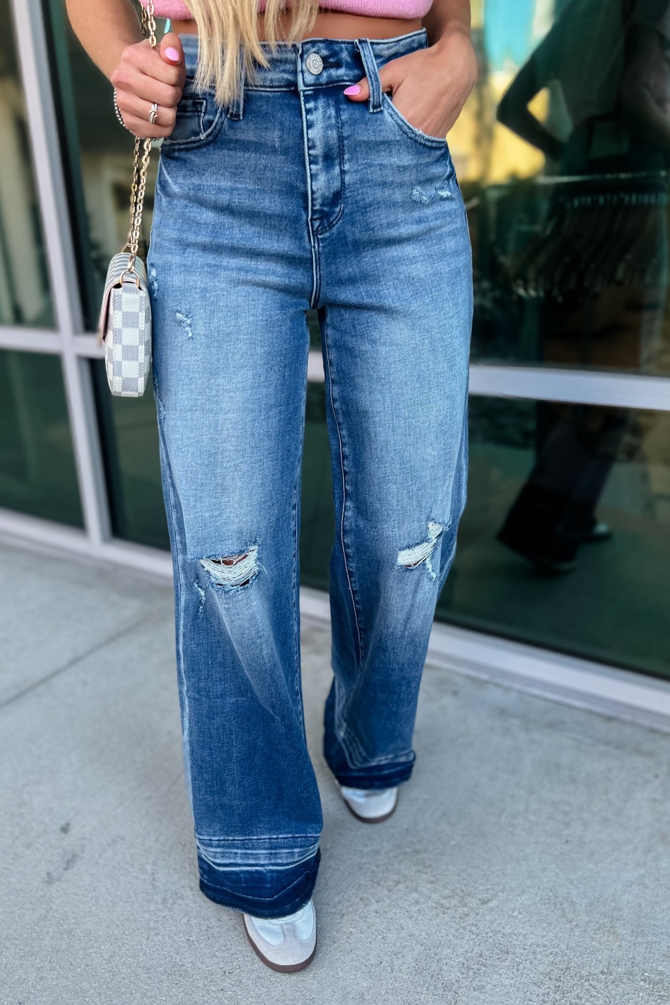 Premium Harper Distressed Wide Leg Jeans - Ultimate Comfort & Style