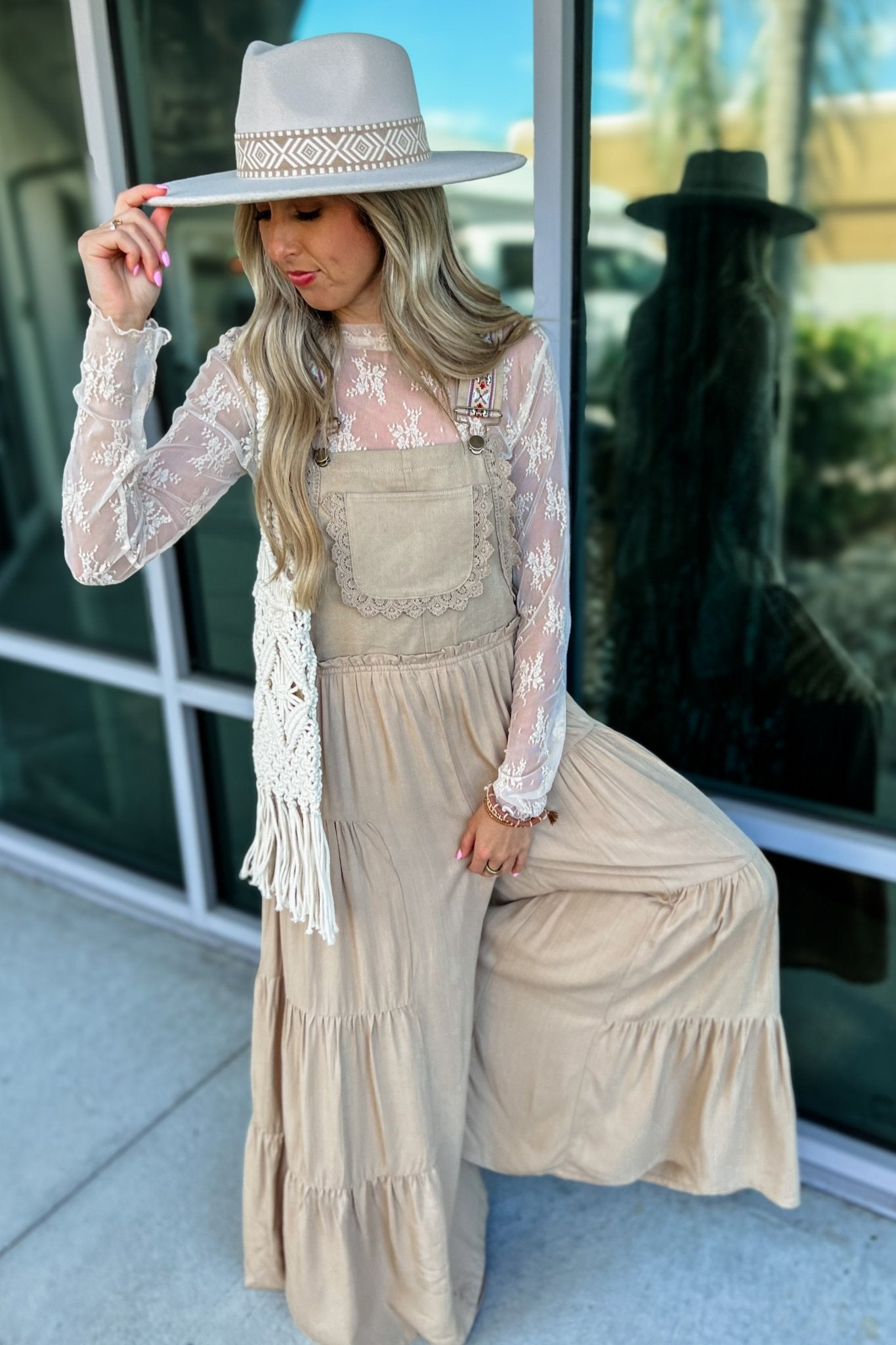 Ultimate Boho Free Spirit Lace Trim Overalls - Coco