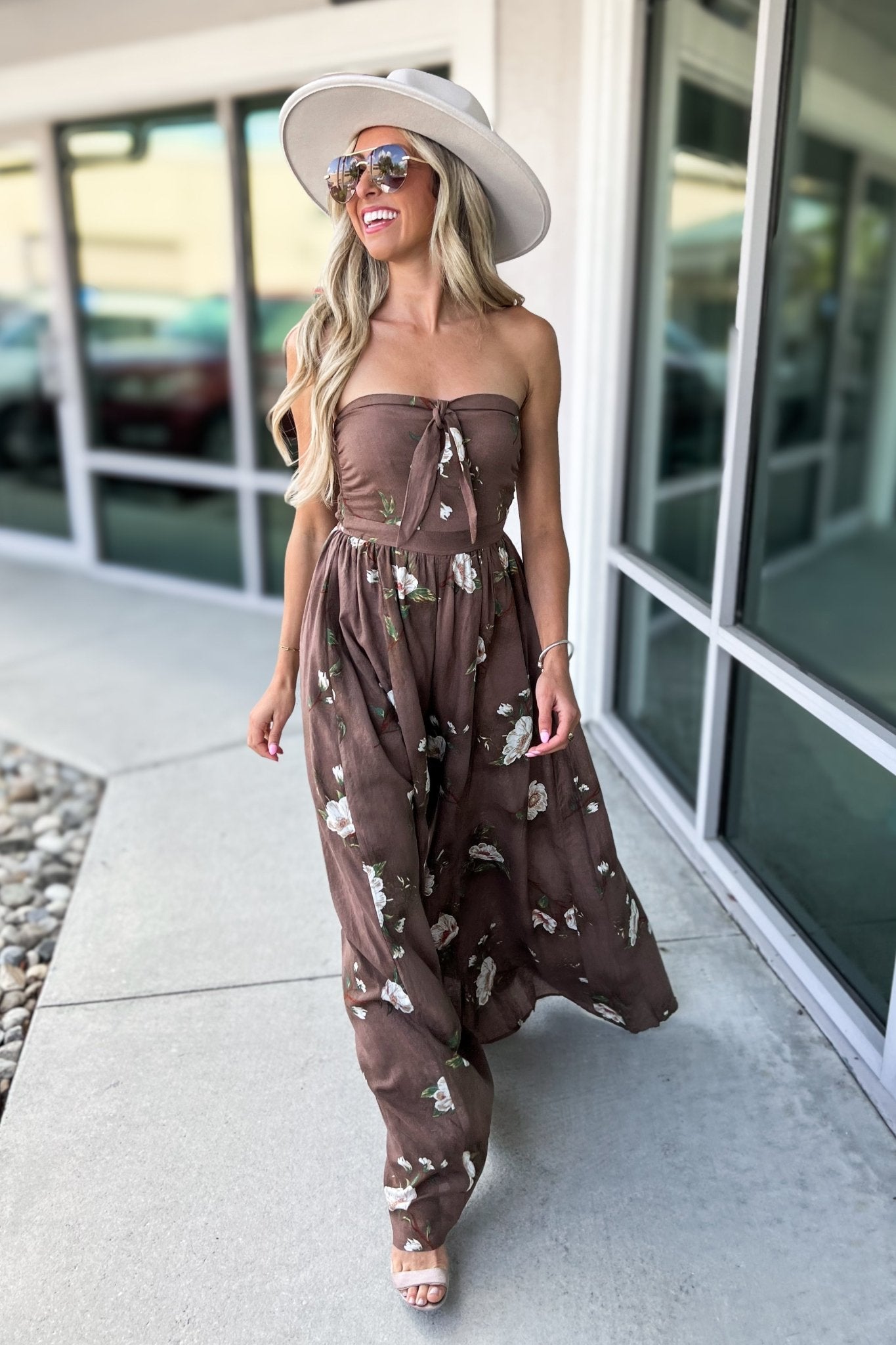 The Ultimate Wildflower ULTRA WIDE LEG Brown Floral Jumpsuit