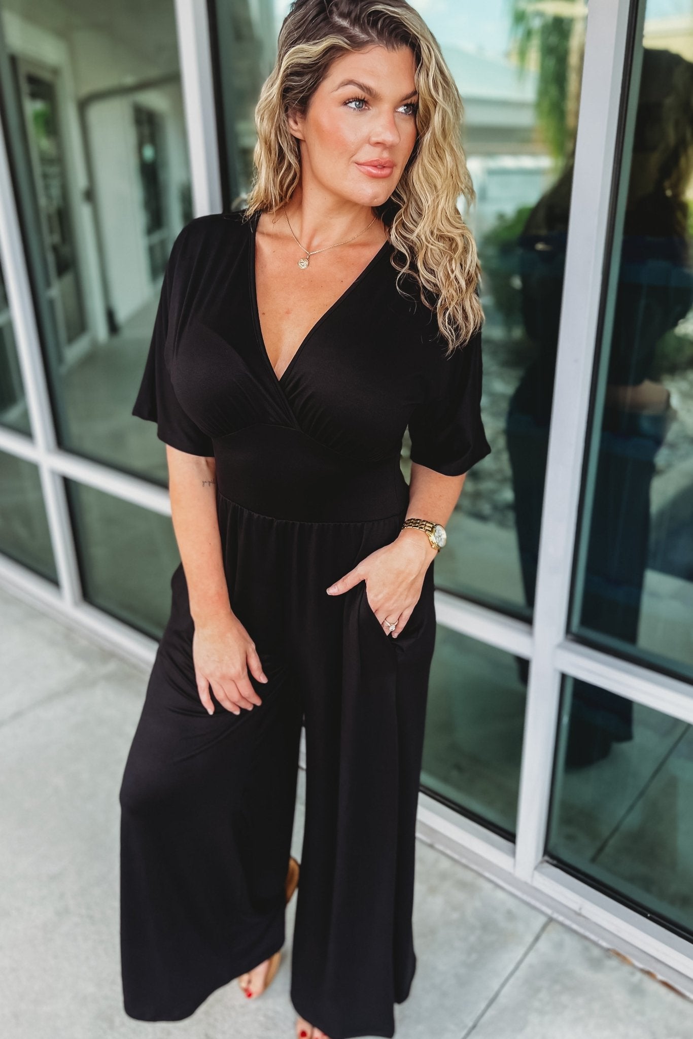 Ultimate V-Neck Wide Leg Jumpsuit - Effortless Elegance