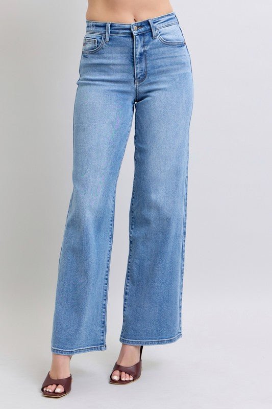 JUDY BLUE Premium Sophia High Rise Wide Leg Jeans - Ultimate Comfort & Style