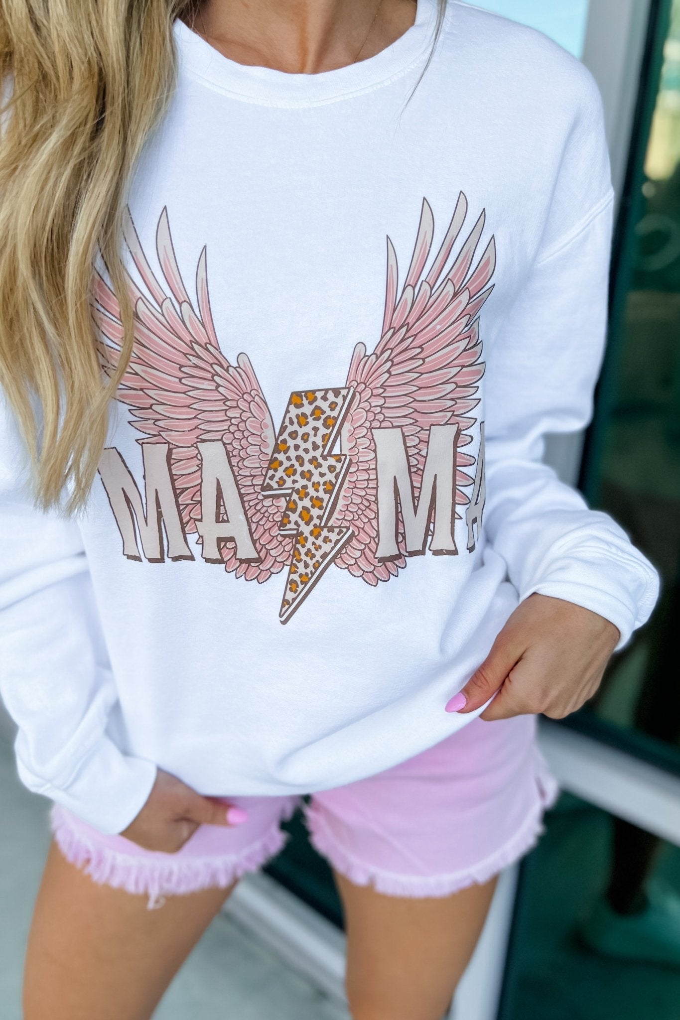 Ultimate Mama Leopard Lightning Bolt Graphic Sweatshirt