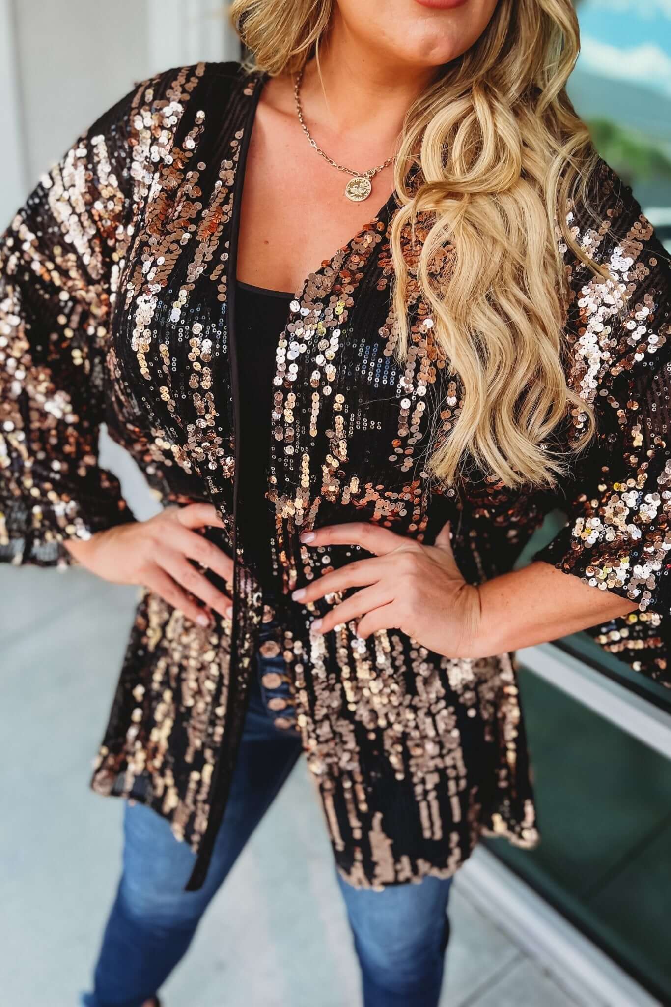 Premium Black Sequin Rockstar Cardigan - Ultimate Party Glam
